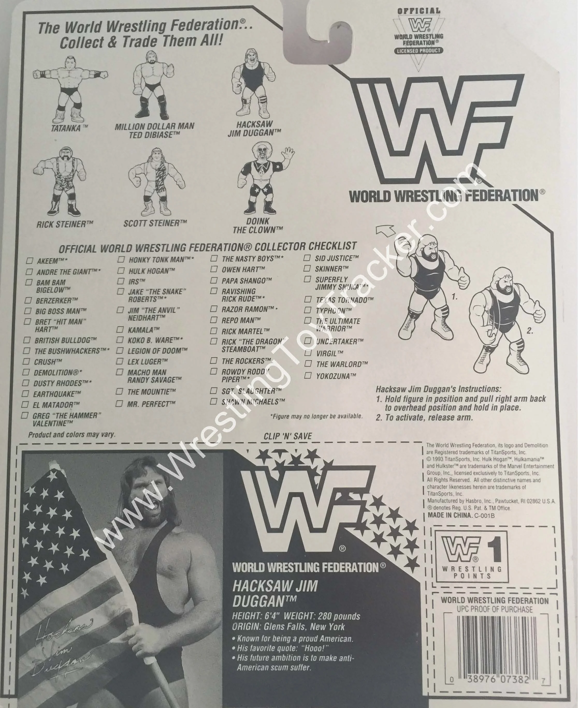 WWF Hasbro Series #9 Hacksaw Jim Duggan — Wrestling Toy