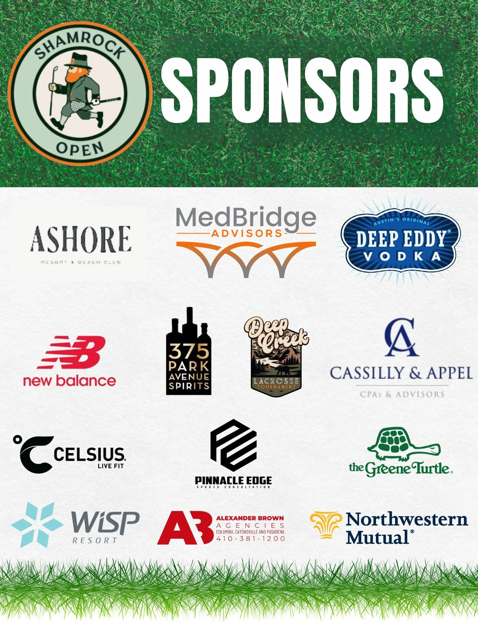 Shamrock Open would not be possible without the incredible businesses supporting the event. A huge thank you to all of our sponsors for helping us make this year&rsquo;s tournament an unforgettable day on the course.

We appreciate the support and lo