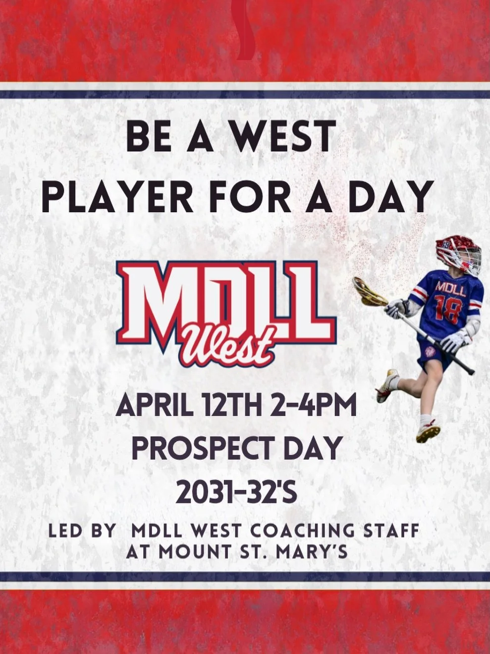 🚨 FREE MDLL WEST PROSPECT DAY 🚨

Be a West player for a day and get in front of our coaching staff 👇

📅 April 12th
⏰ 2&ndash;4 PM
📍 Mount St. Mary&rsquo;s
🎯 Grad Years: 2031&ndash;2032

🔥 What you get:
&bull; High-level training + evaluation
&