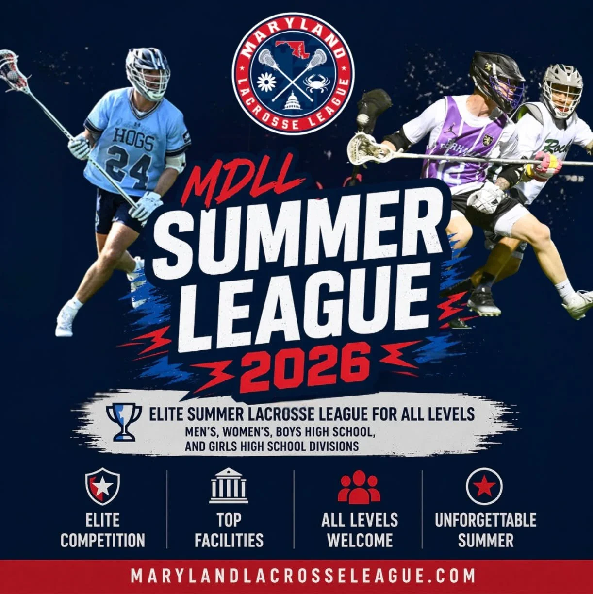 🔥 MDLL SUMMER LEAGUE 2026 🔥

The summer starts here.

Men&rsquo;s &bull; Women&rsquo;s &bull; Boys HS &bull; Girls HS

🏆 Championship Week @ Homewood Field
🎁 $250 Rhoback Gift Card Giveaway
⚡ Spots are limited

📅 Team Entry Deadline: May 14

Don