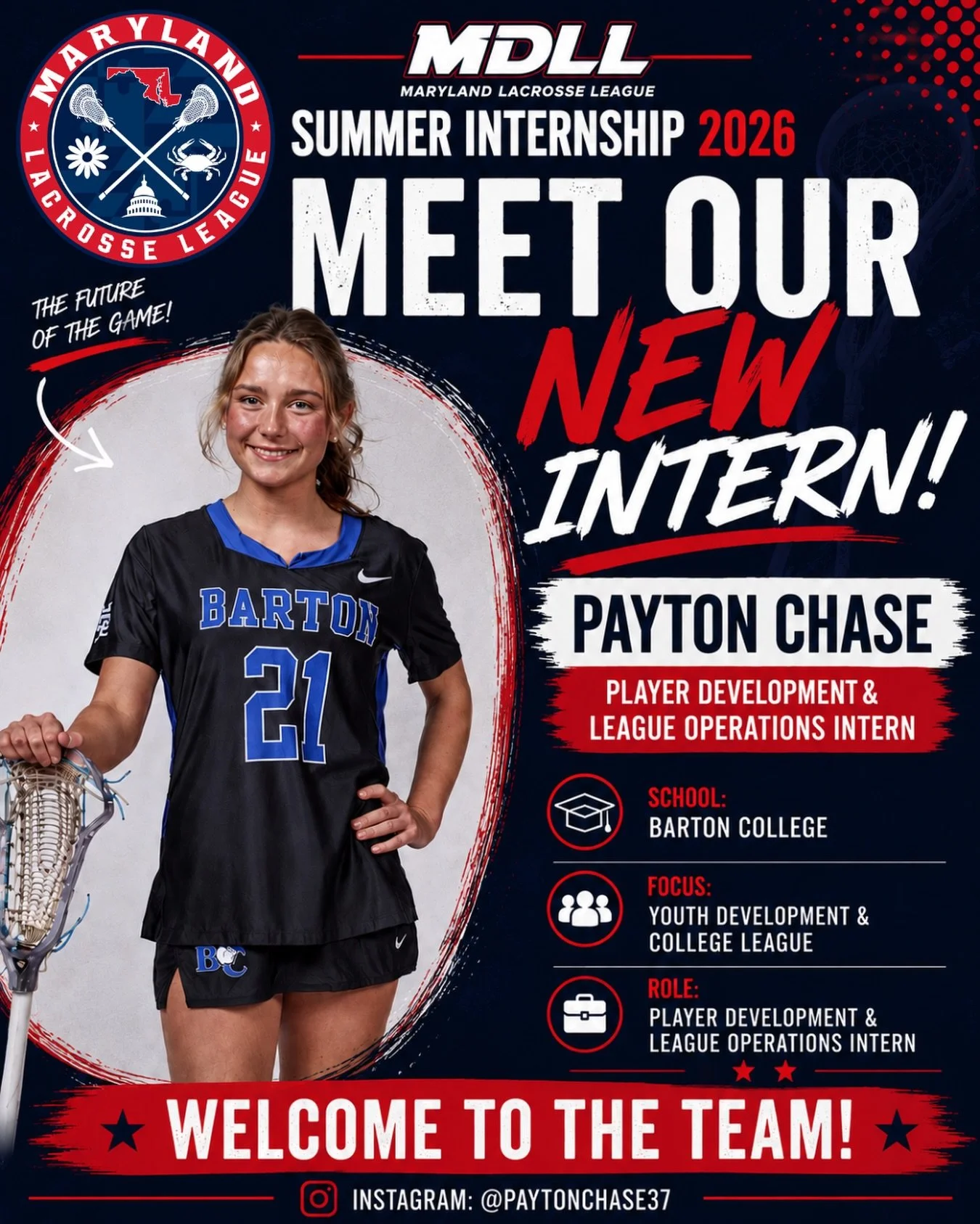 🚨 MEET THE TEAM 🚨

Welcome Payton Chase to MDLL as our Player Development &amp; League Operations Intern 🥍🔥

Payton brings high-level experience from Barton College and will be working closely with our youth programs and college league this summe