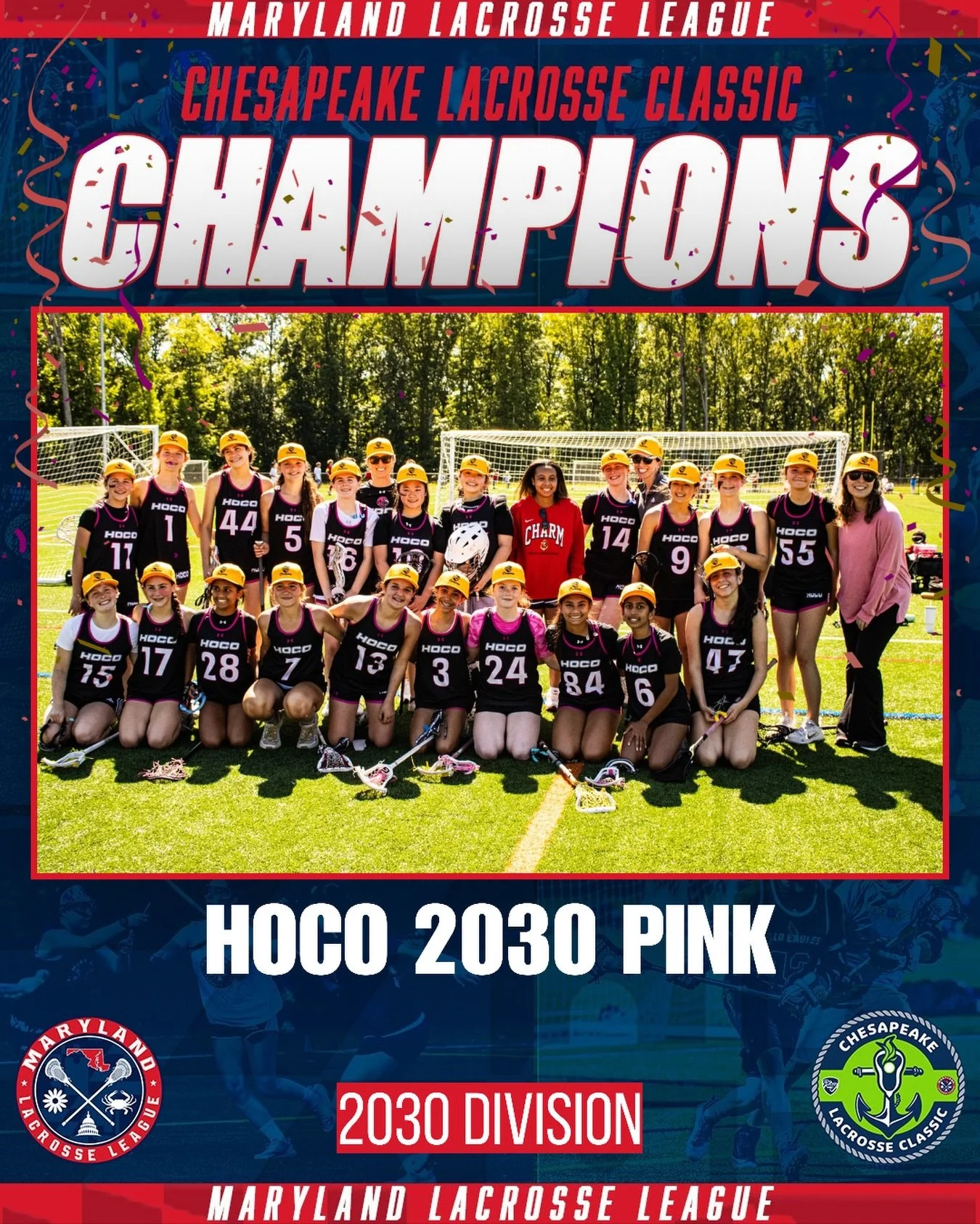 HOCO 2030 Pink 🏆

💗 CHAMPIONS 💗

Congratulations to HOCO 2030 Pink on capturing the Chesapeake Lacrosse Classic Championship!