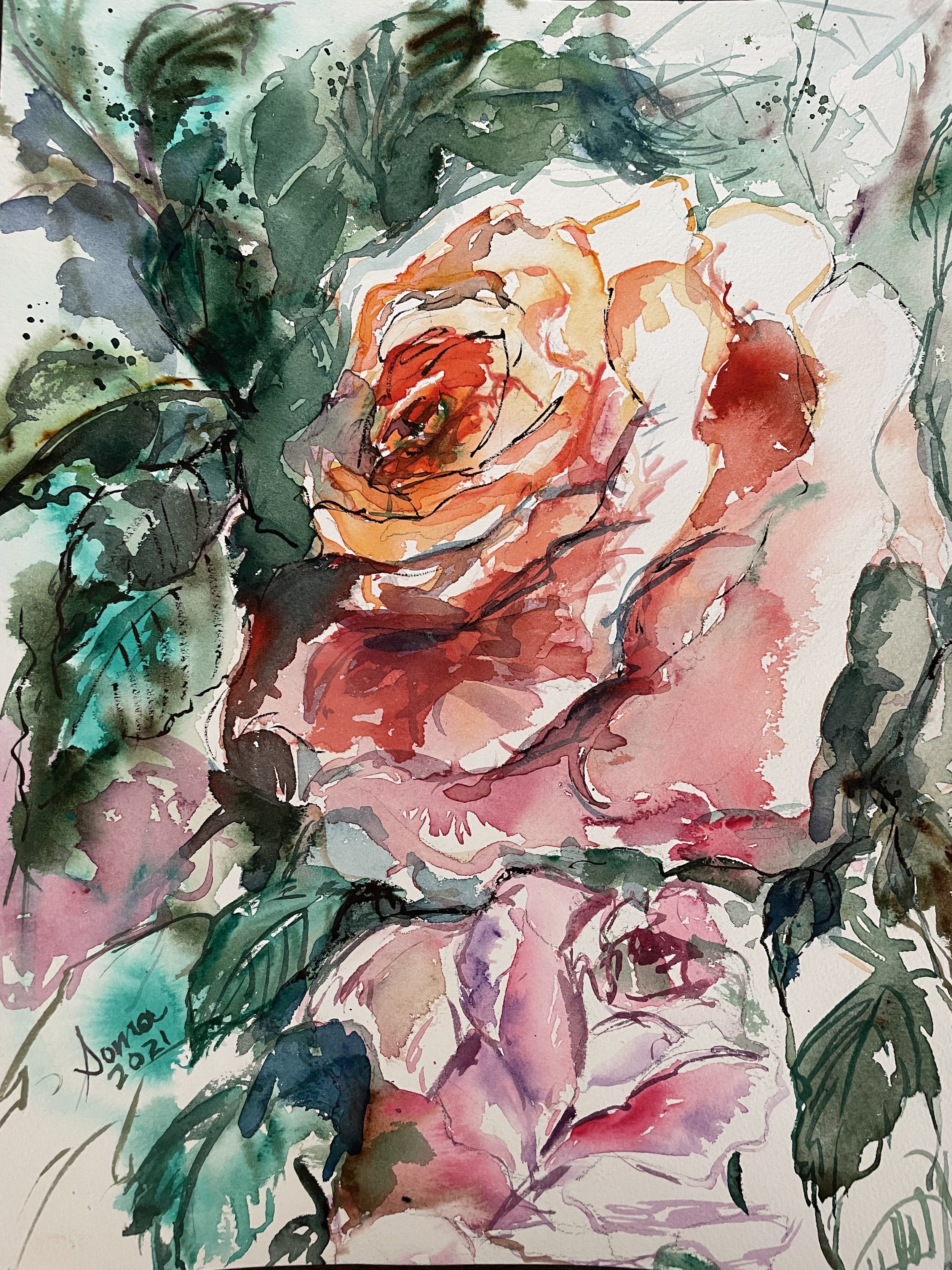 Floral 12 (roses), watercolor, 14" * 11", $ 200