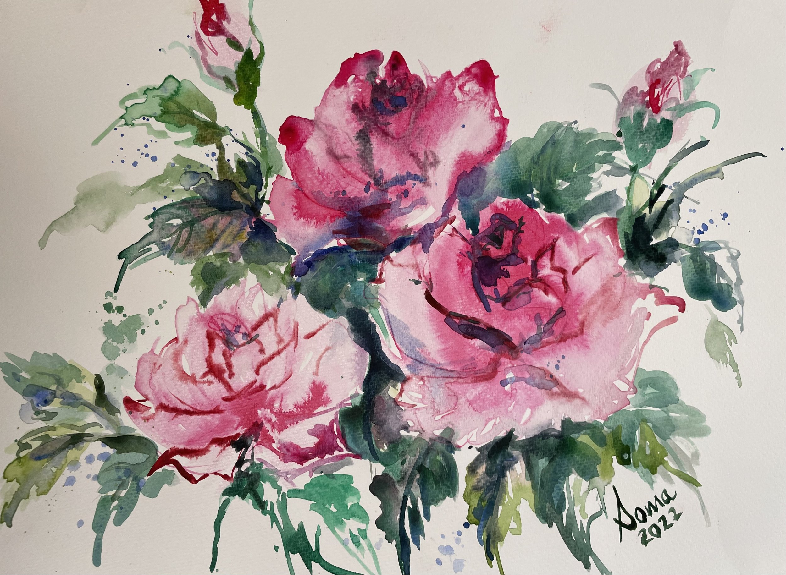 Floral 27 (roses), watercolor, 14" * 11", $ 200