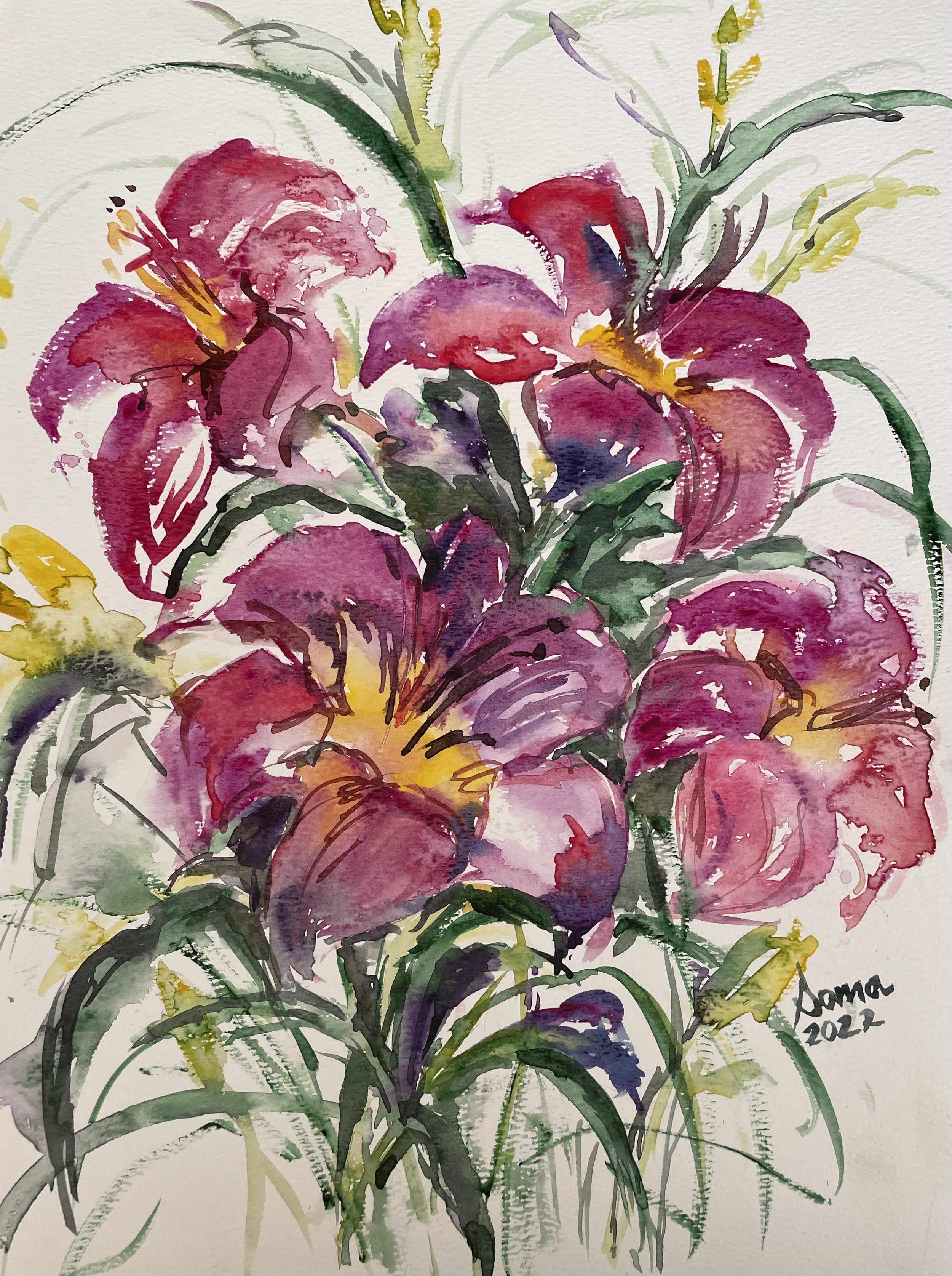 Floral 2 (Wild lilies), watercolor, 14" * 11", $ 200