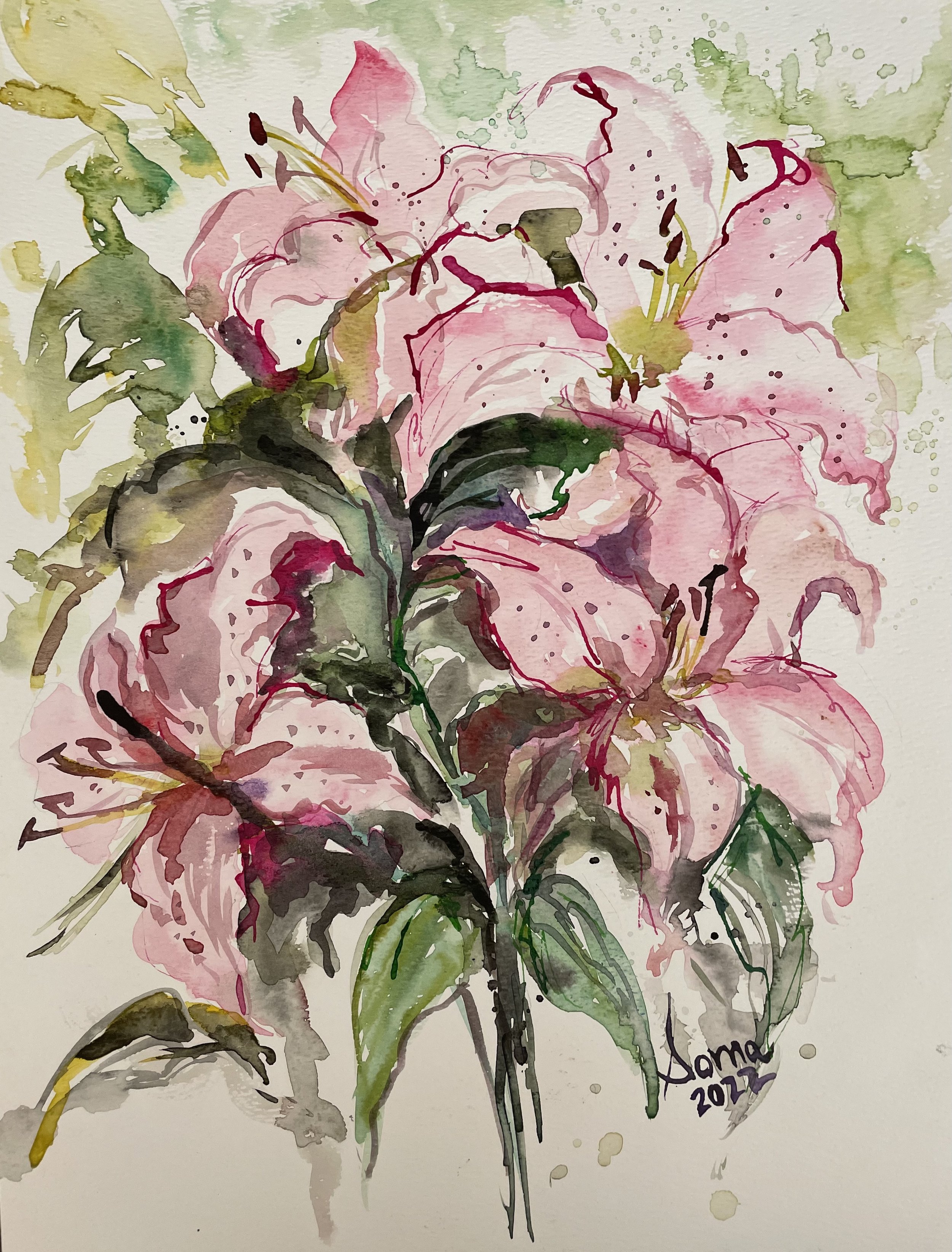 Floral 18 (Lilies), watercolor, 14" * 11", $ 185