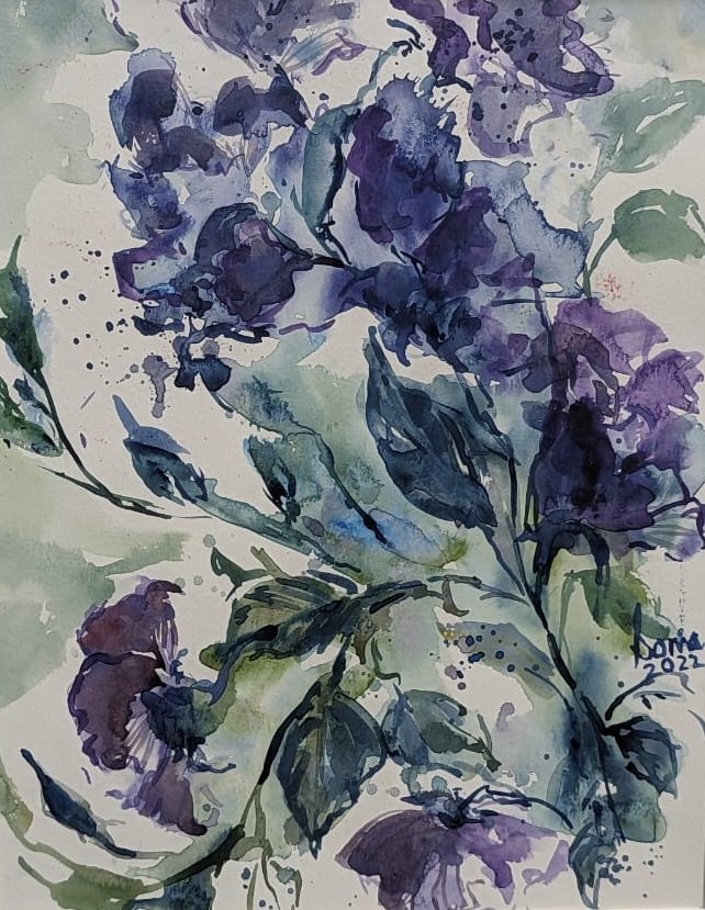 Flow 42 (Iris) , Ink and watercolor,  14" * 11", $ 200