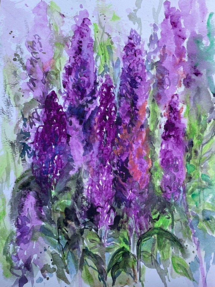 Floral 13 (lilac), watercolor, 14" * 11", $ 200