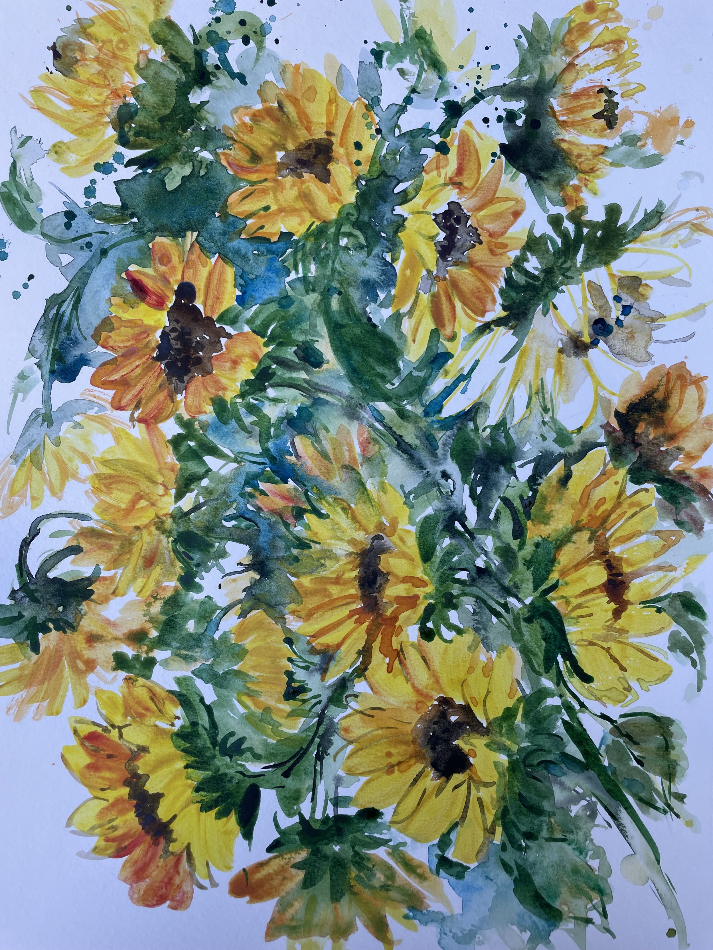 Floral 30 (Sunflowers) , watercolor, 14" * 11", $ 200