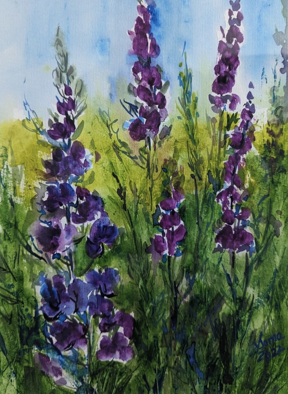 Floral 49  (lavender) SOLD, watercolor, 14" * 11", $ 200