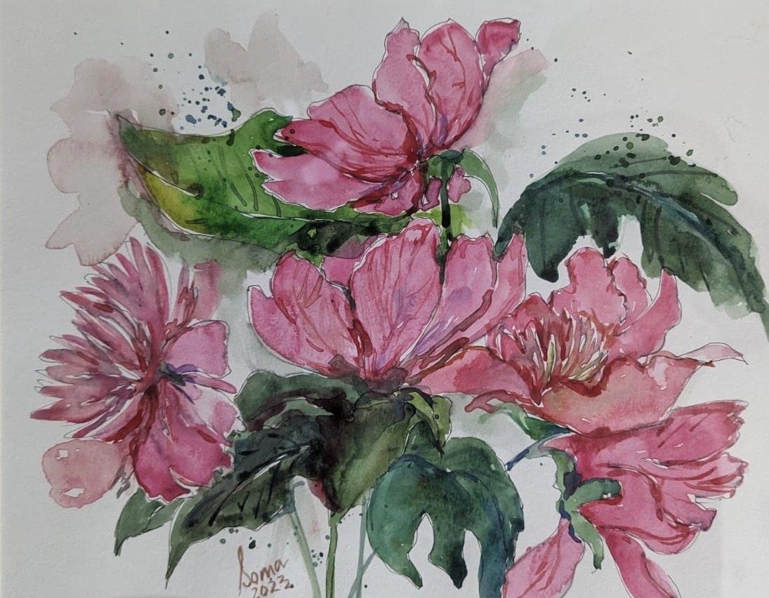 Floral 1 9, watercolor,  14" * 11", $ 200