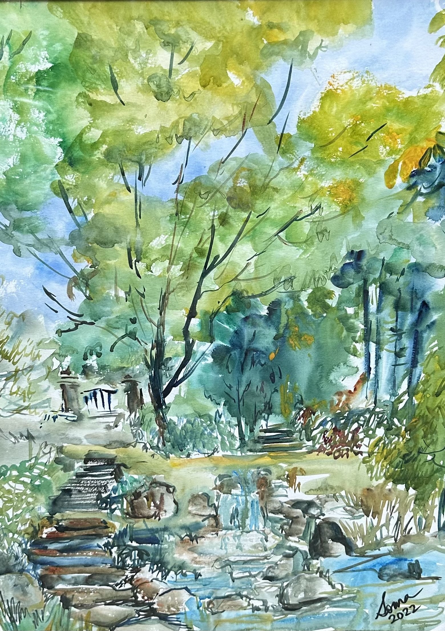 Scenic 83 (Garden), watercolor SOLD, 24" * 18,  $ 300