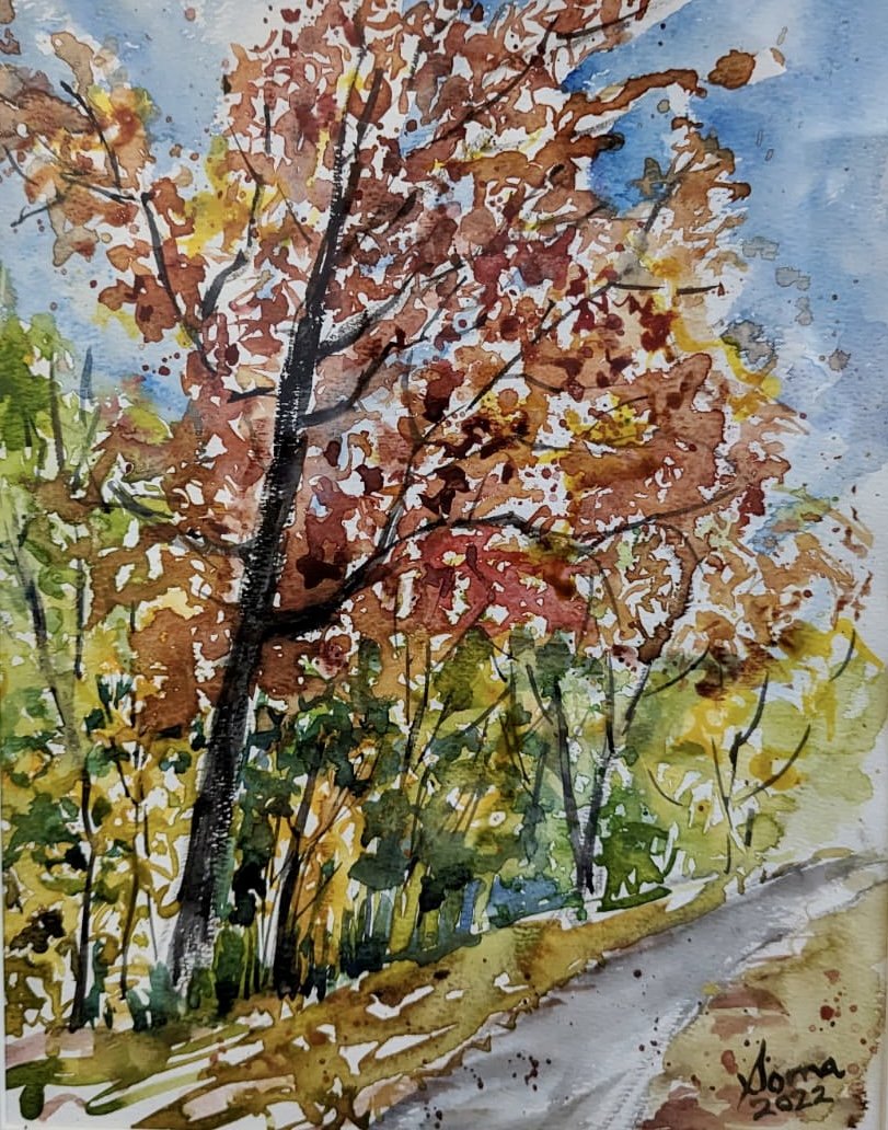 Scenic 65 (Fall 3) SOLD , watercolor, 14" * 11", $ 200