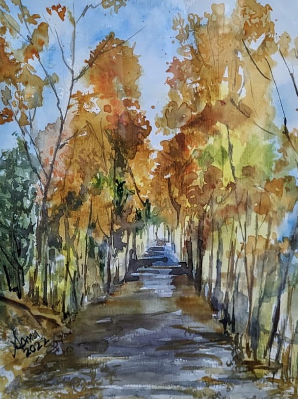 Scenic 66 (Fall 4) SOLD , watercolor, 14" * 11", $ 200