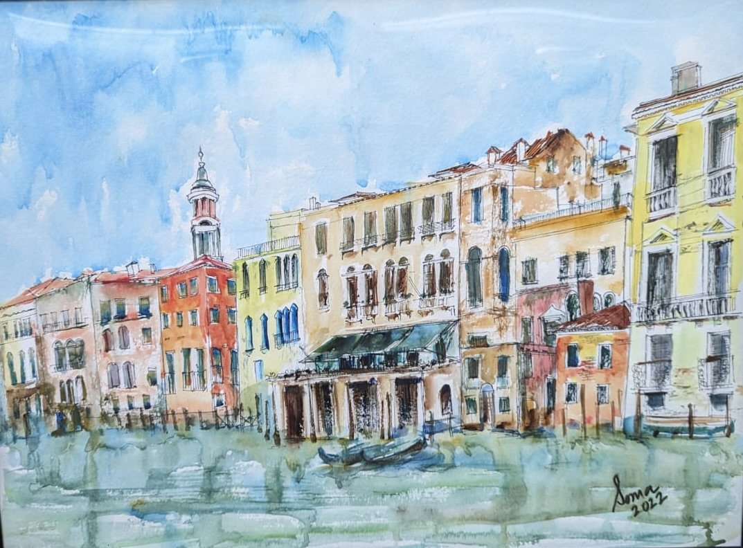 Scenic 82 (Venice), watercolor SOLD, 24" * 18,  $ 300