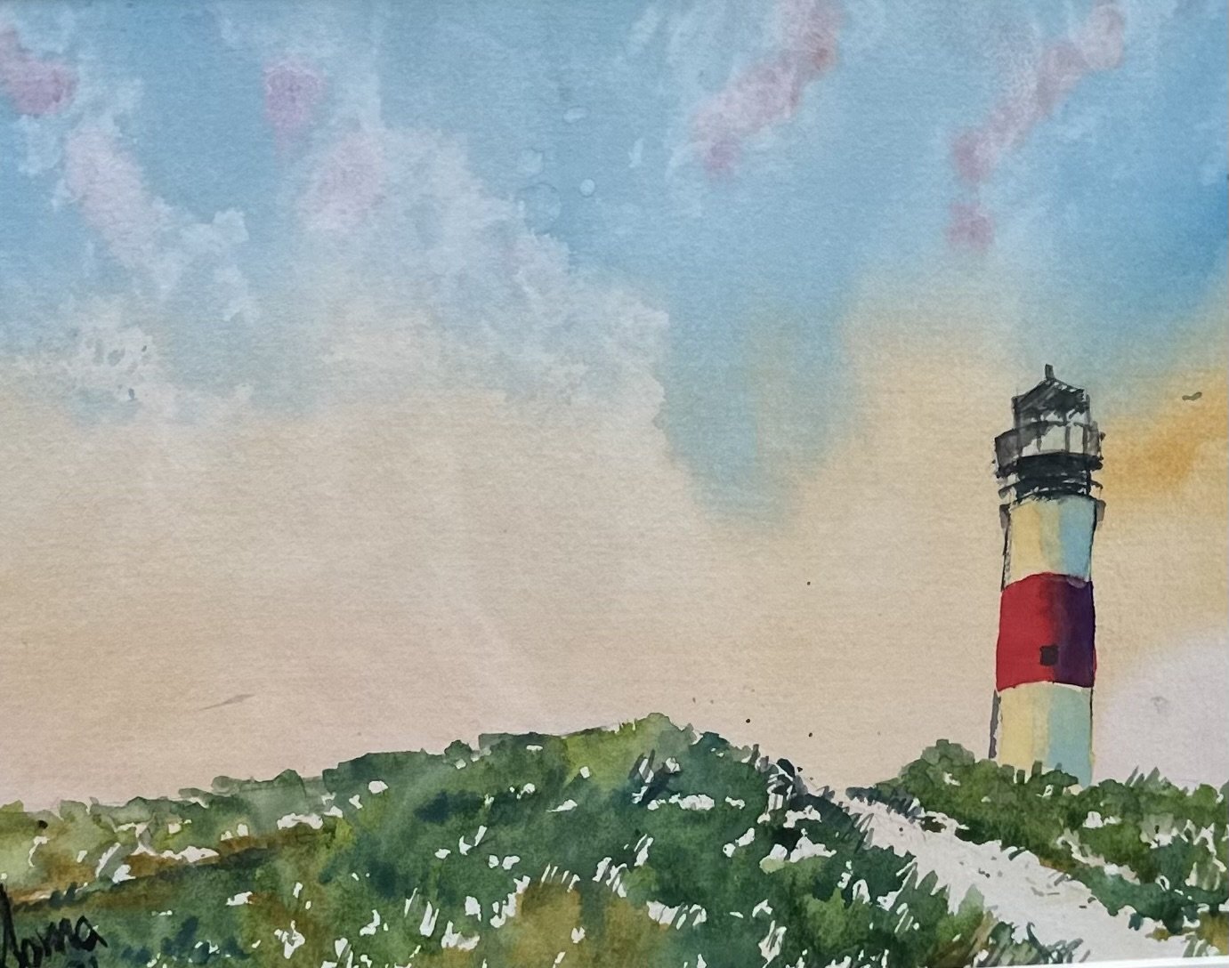 Flow 86 (lighthouse), watercolor SOLD, 9*7", $ 150