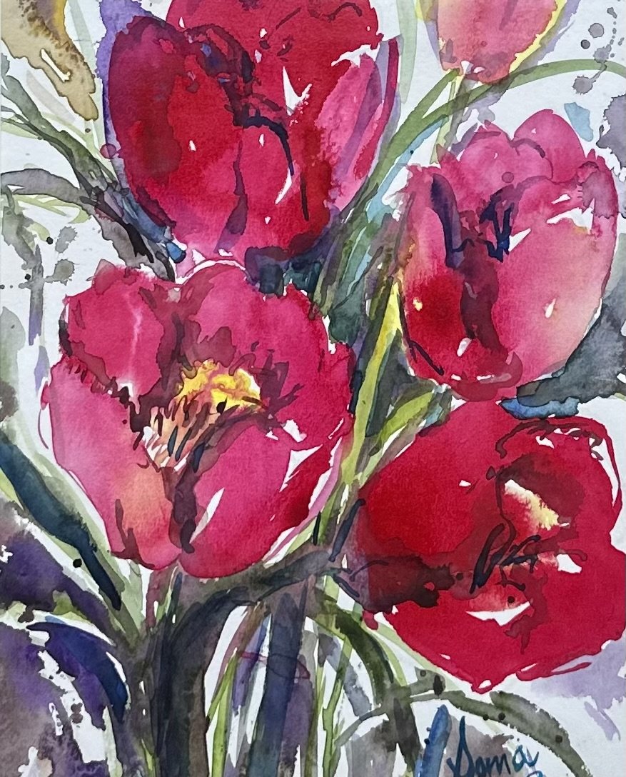 Floral 16 (tulips), watercolor, 9*7", $ 150