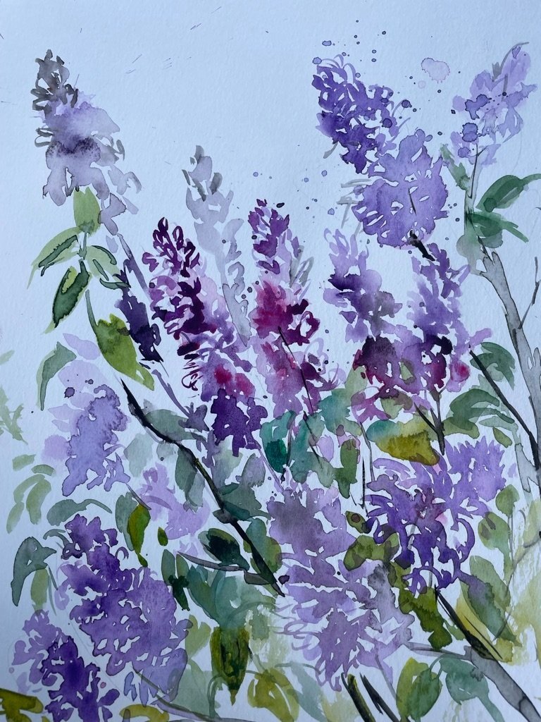 Floral 14 (lilac) SOLD , watercolor, 9*7", $ 150