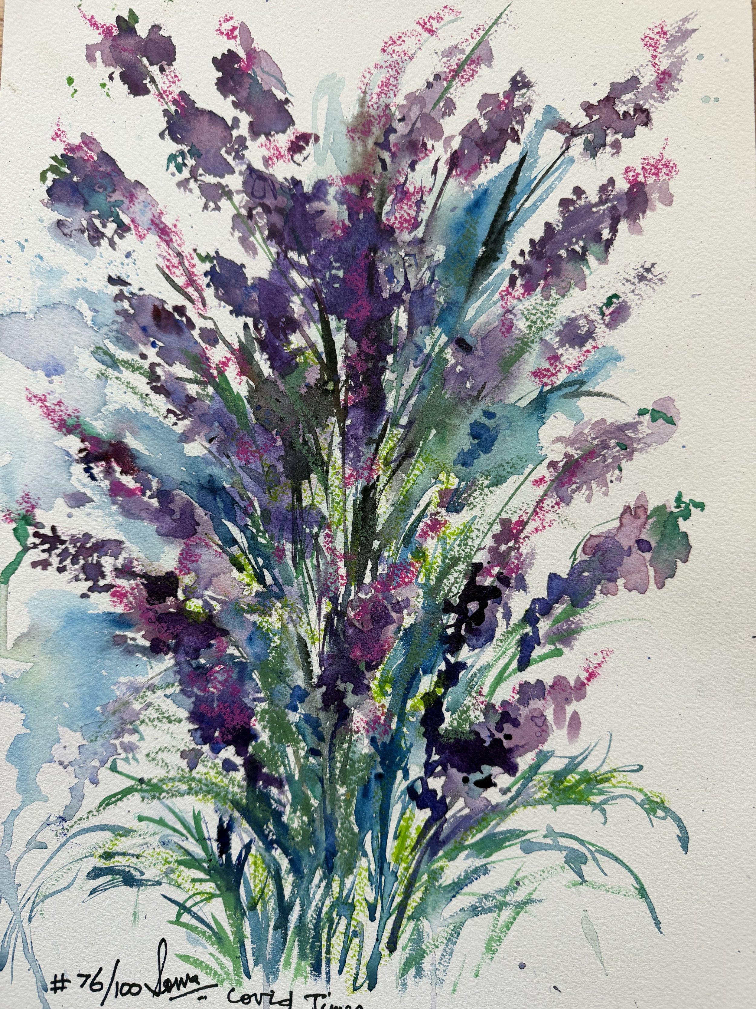Lilac, 11'*14' mixed media on paper -$200