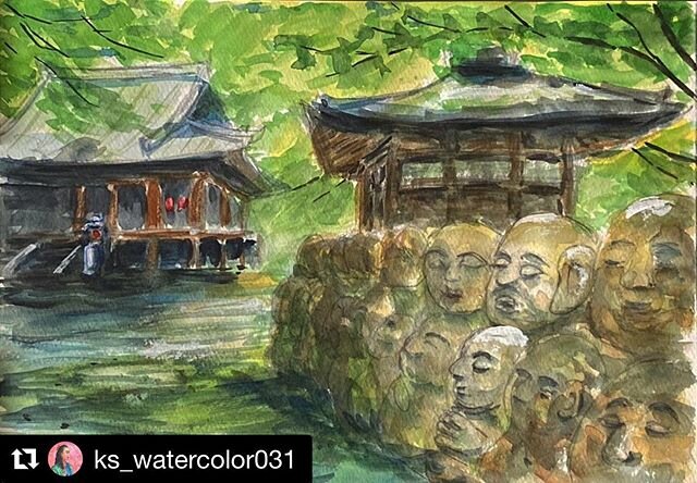 Another beautiful painting by @ks_watercolor031 !🤗 amazing!  #otaginenbutsuji #otagiji #kyoto #kyototrip #kyototravel #instatravel #instatravelling #visitkyoto #kyotoinstagram #discoverjapan #japan #sightseeing #そうだ京都行こう #愛宕念仏寺 #京都 #京都観光 #寺巡り #temp