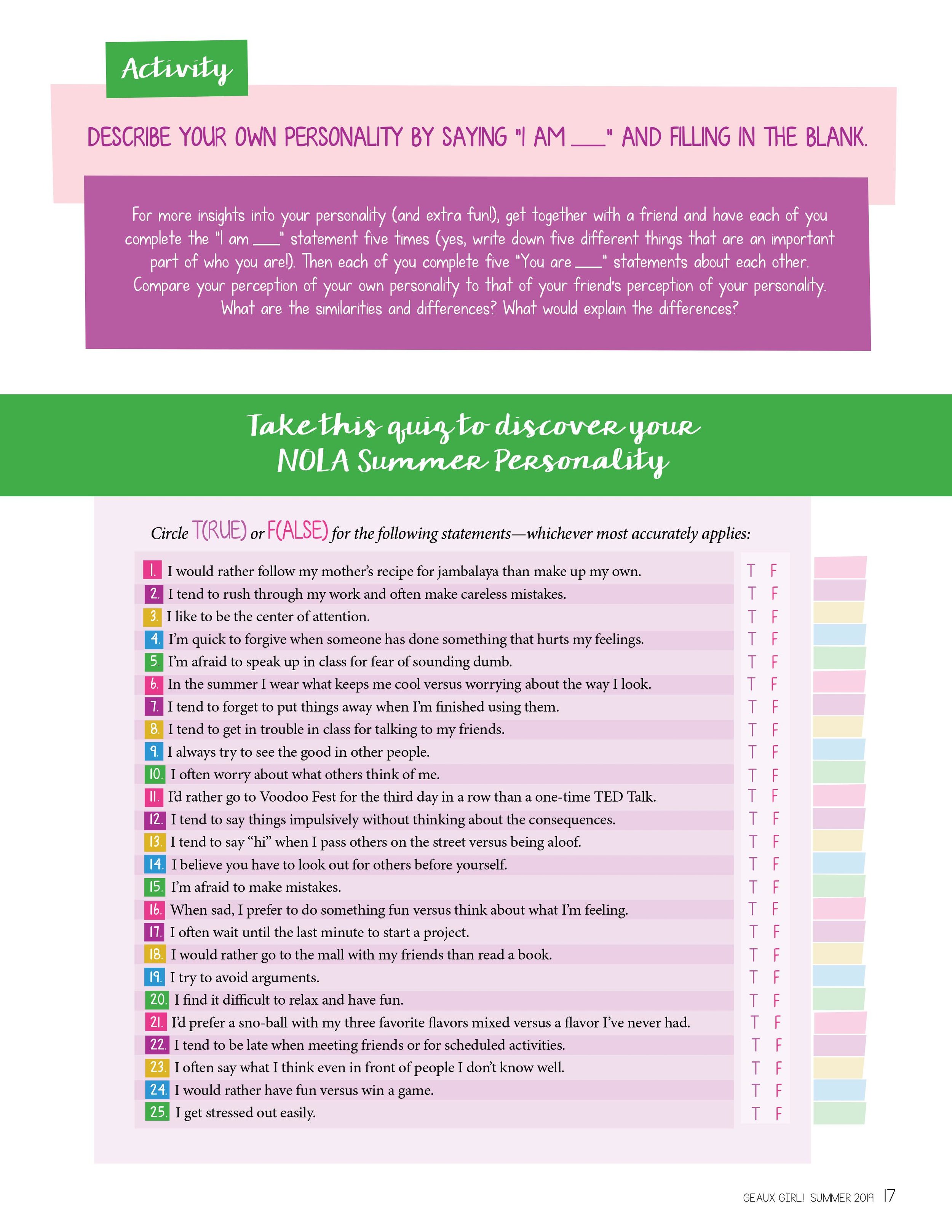 Issue 5 NOLA Personality Quiz — Fontenelle psychology