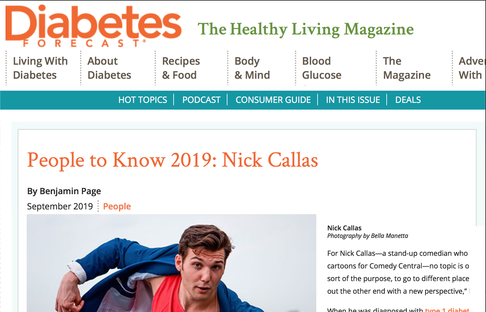Diabetes Forecast Entertainer Spotlight 