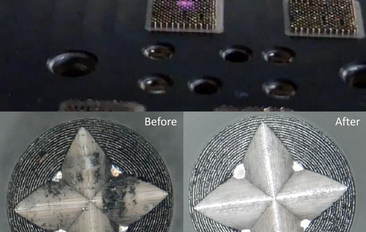 Probe card cleaning reshaping and polishing