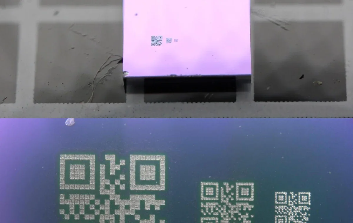 Micro QR code laser marking on semiconductor and precision components