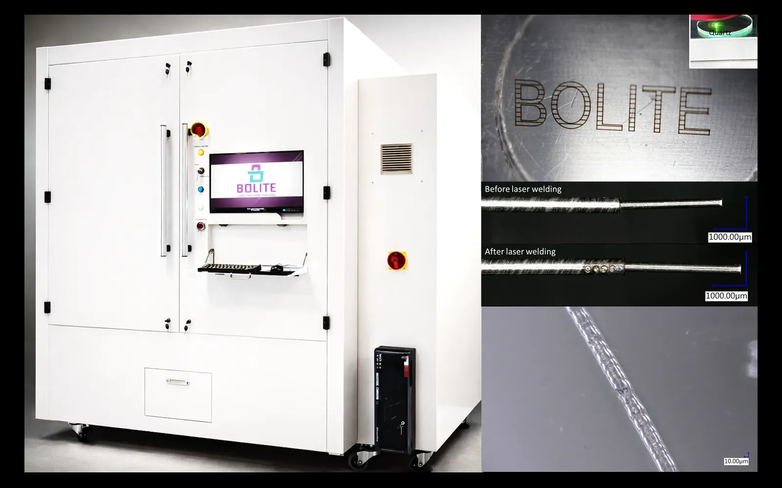 Laser direct welding examples for quartz-glass, silicon-glass, Kovar and miniature watch components