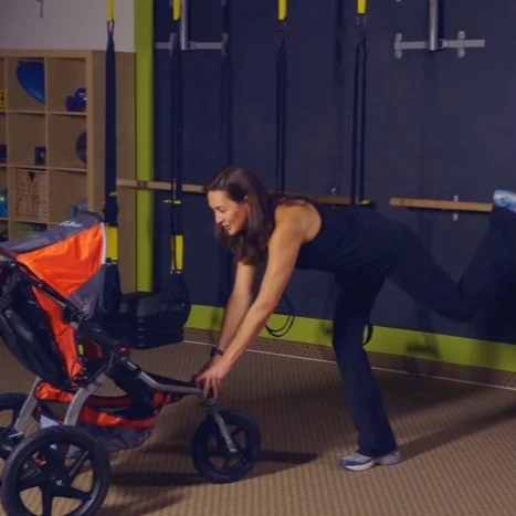 Glute Kicks at the Stroller – Stroller Strides
