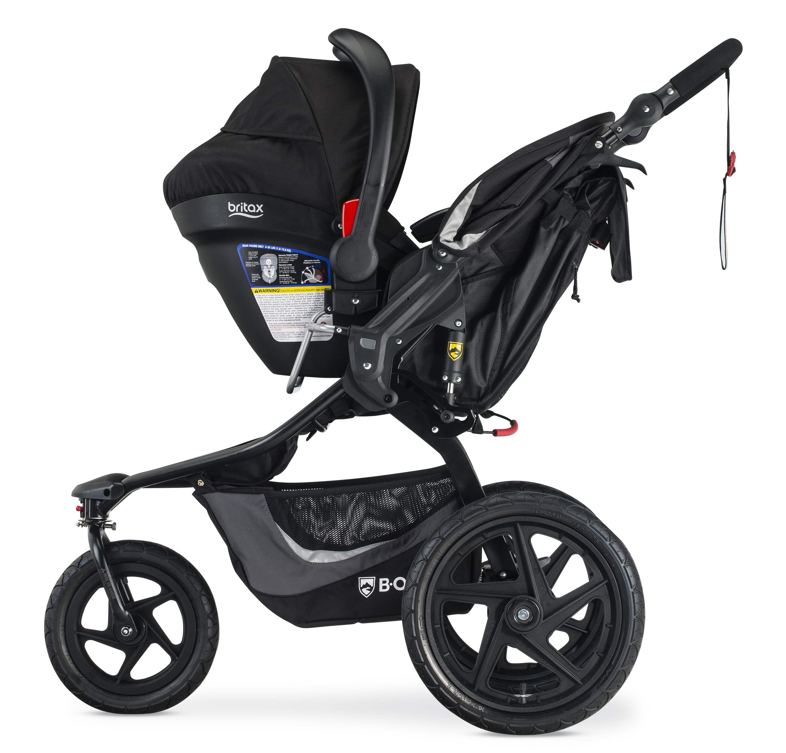 Left Profile of Revolution Flex 3.0 Travel System with Open Canopy  