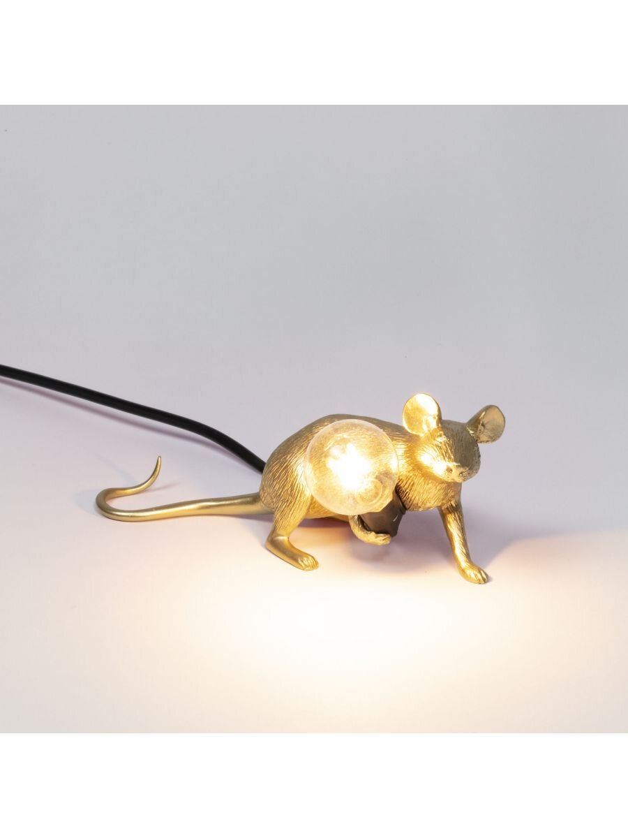 SELETTI Mouse Lamp Gold Lying Down 
