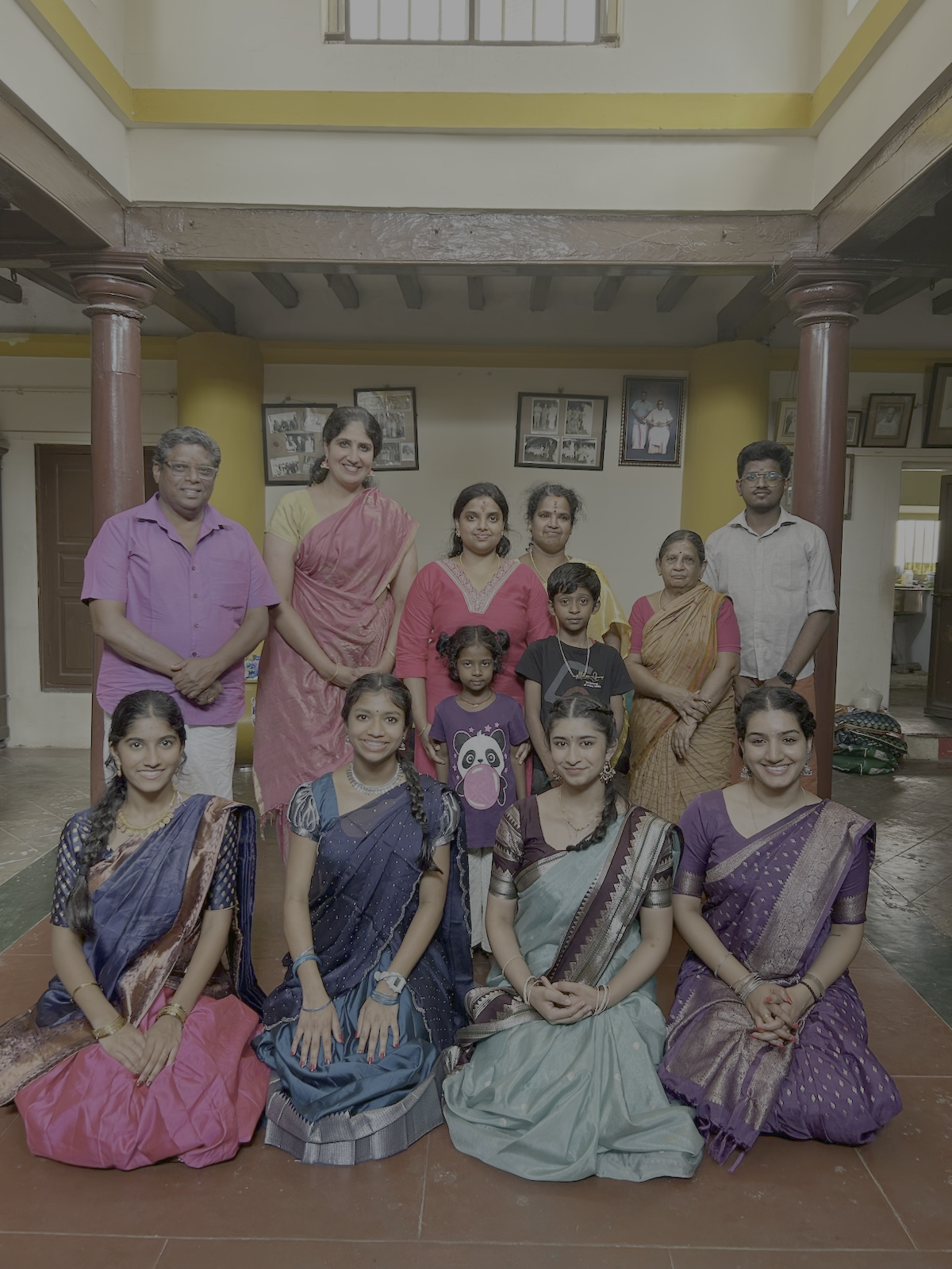 In the Silambakoodam of the 350-year-old TQ house, with 8th and 9th generation descendants KPK Chandrasekaran and Charumathi Chandrasekharan 
