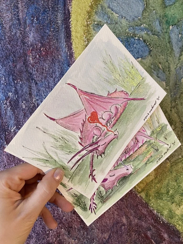 handmade watercolor valentine's greeting cards