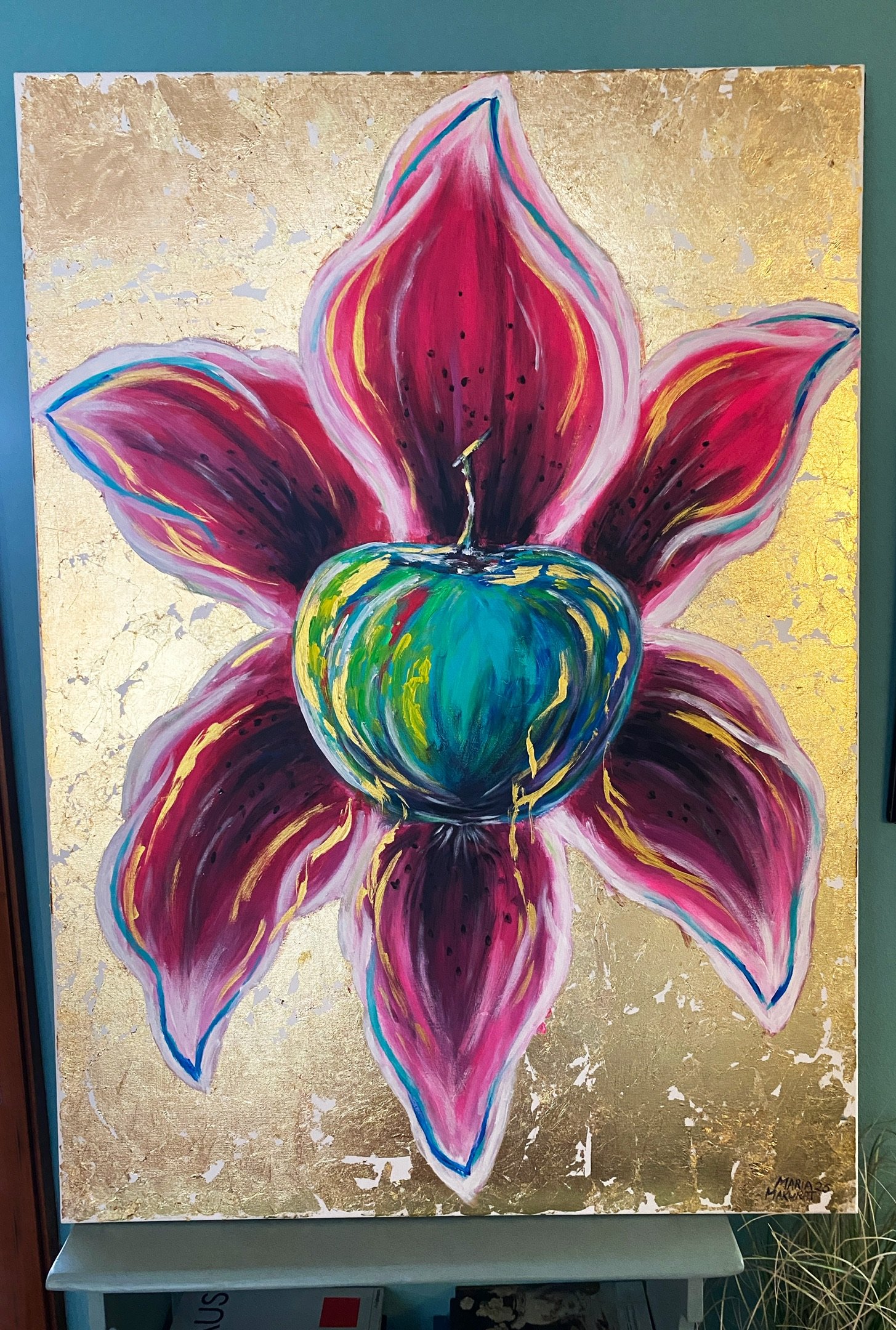 Apple Lily Acrylic Painting Maria Makurat