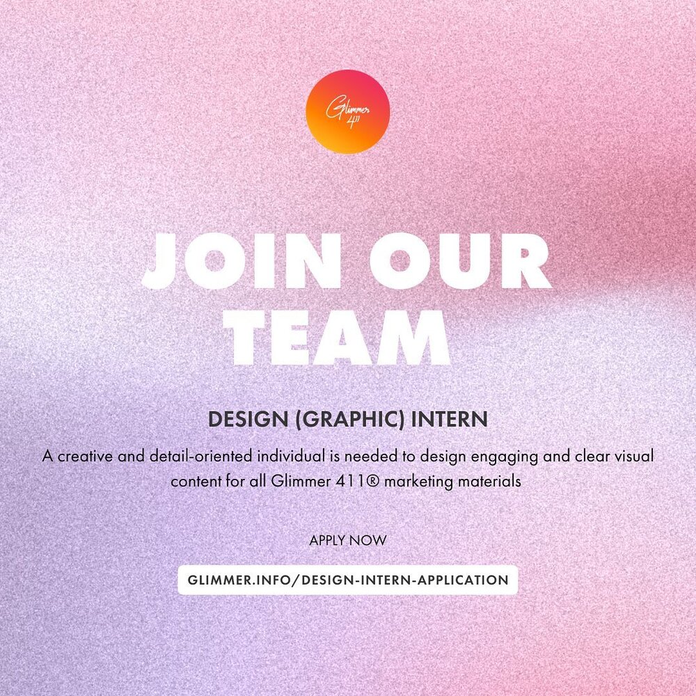 🗣We're Hiring! 🗣

@glimmer411 is looking for a creative and detail-oriented #graphicdesign intern 🎨 with a passion for curly, coily, and kinky hair to join the Glimmer 411 Marketing Team and help create engaging and clear visual content for our ma