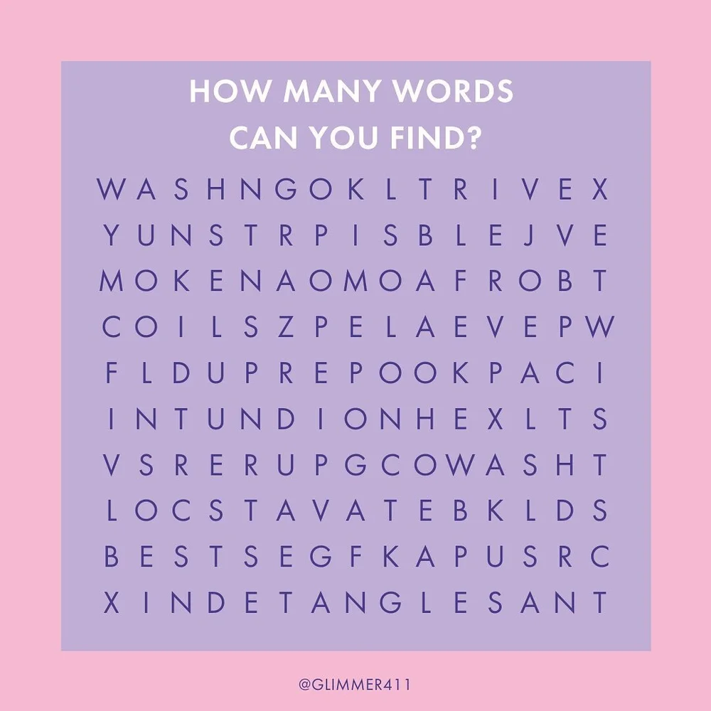 How many words can you find? 🔍

Hint: they're all hair related 😉

Let us know your guesses below! 👇🏾👇🏾👇🏾

&mdash;⁣⠀
#G411 #Glimmer411 #hairtech #hairwordsearch #hairgame #games #wordsearch #naturalhairgame #hairfun #type2curls #curlpatterns #