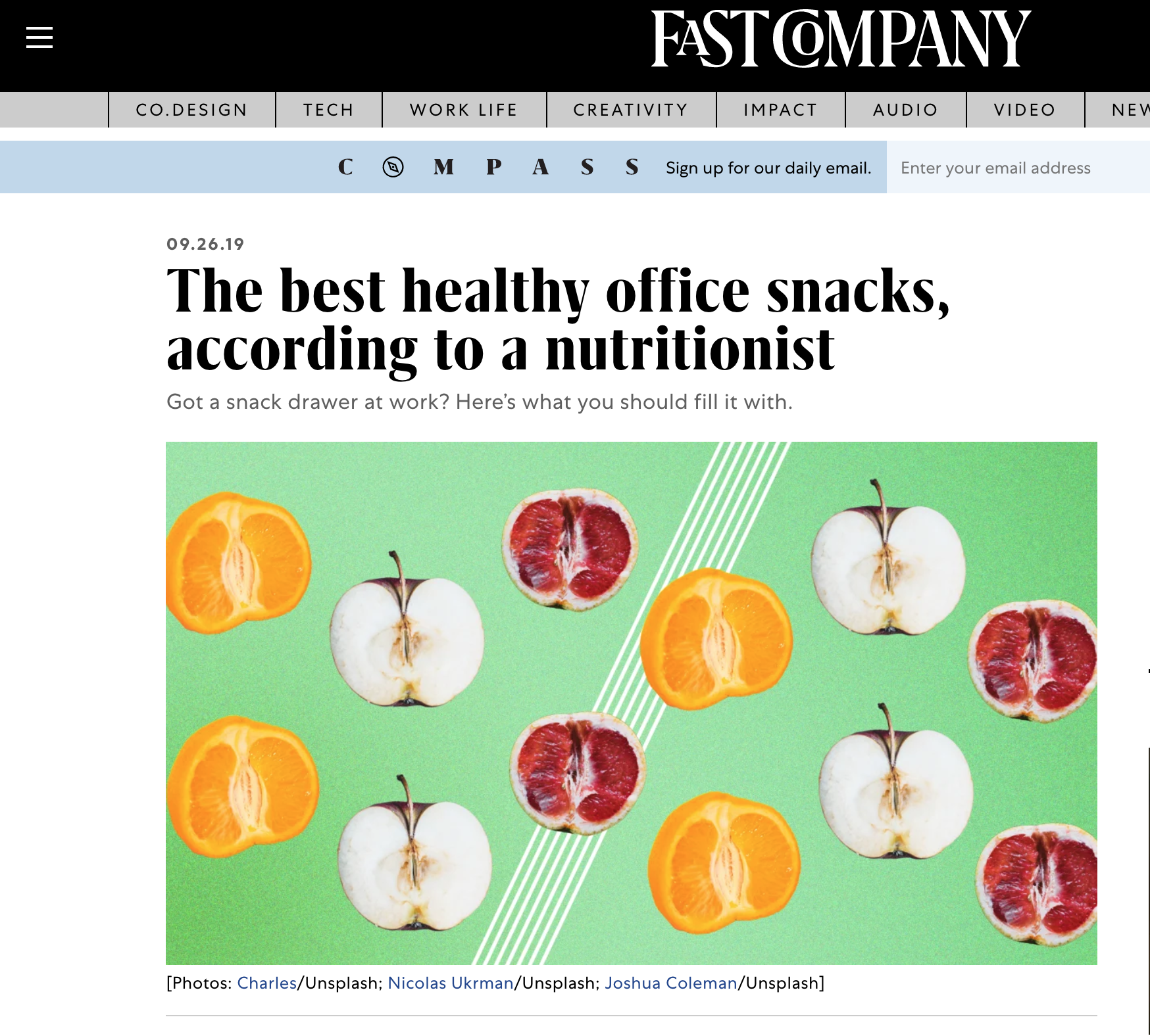 Snack ideas for Fast Company