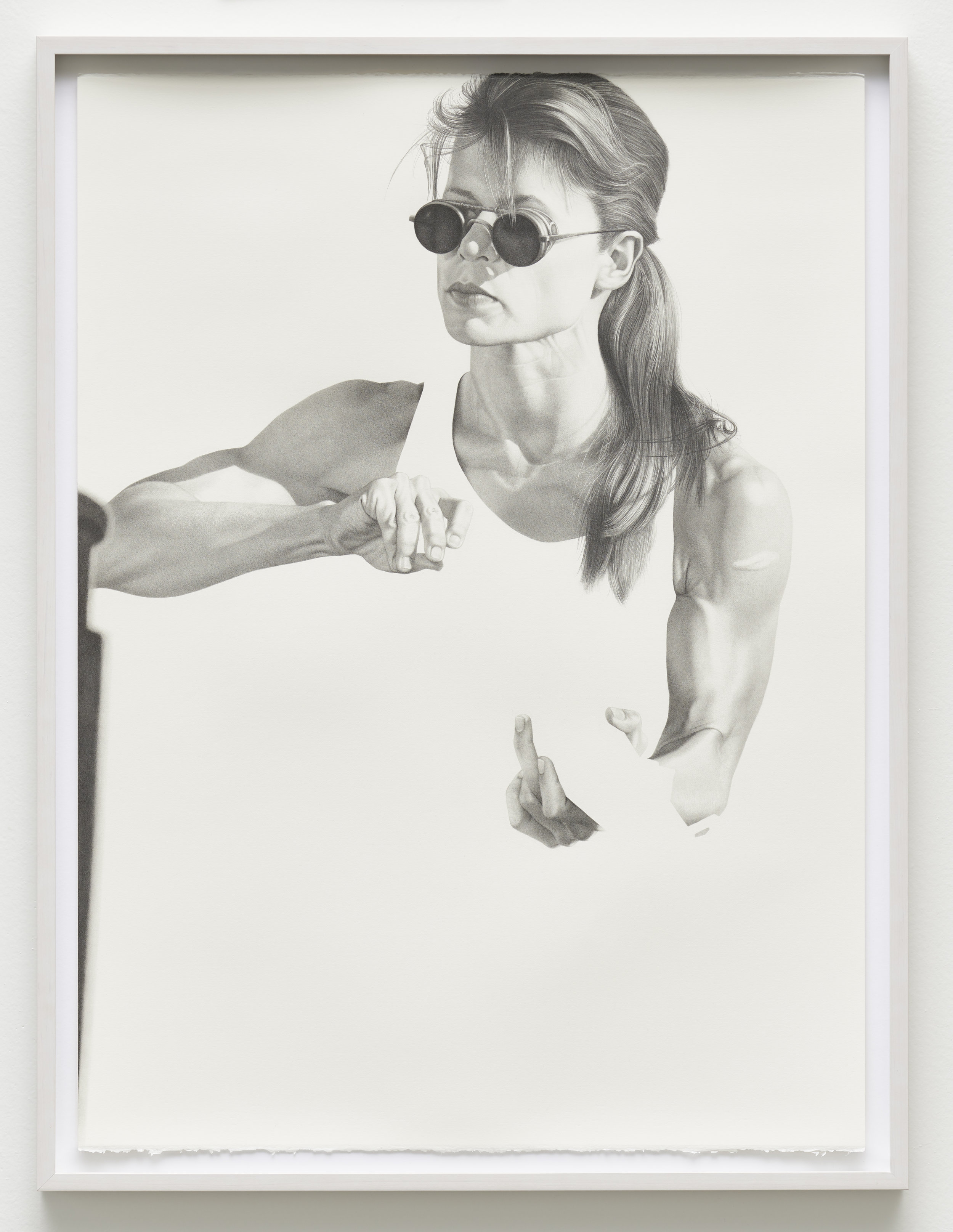  “post-human (Sarah Connor)” graphite on paper, 56 x 76 cm, 2018. 