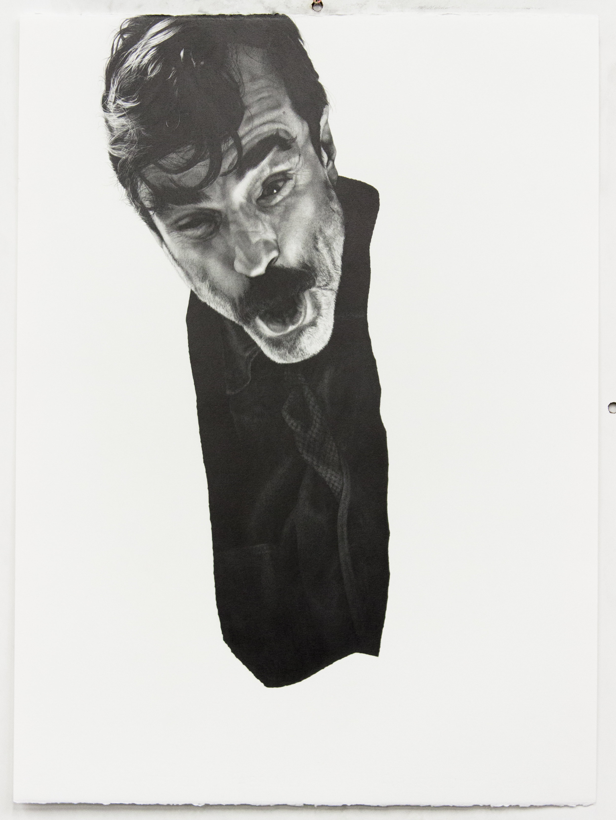  “post-human (Daniel Plainview)” graphite on paper, 56 x 76 cm, 2016. 