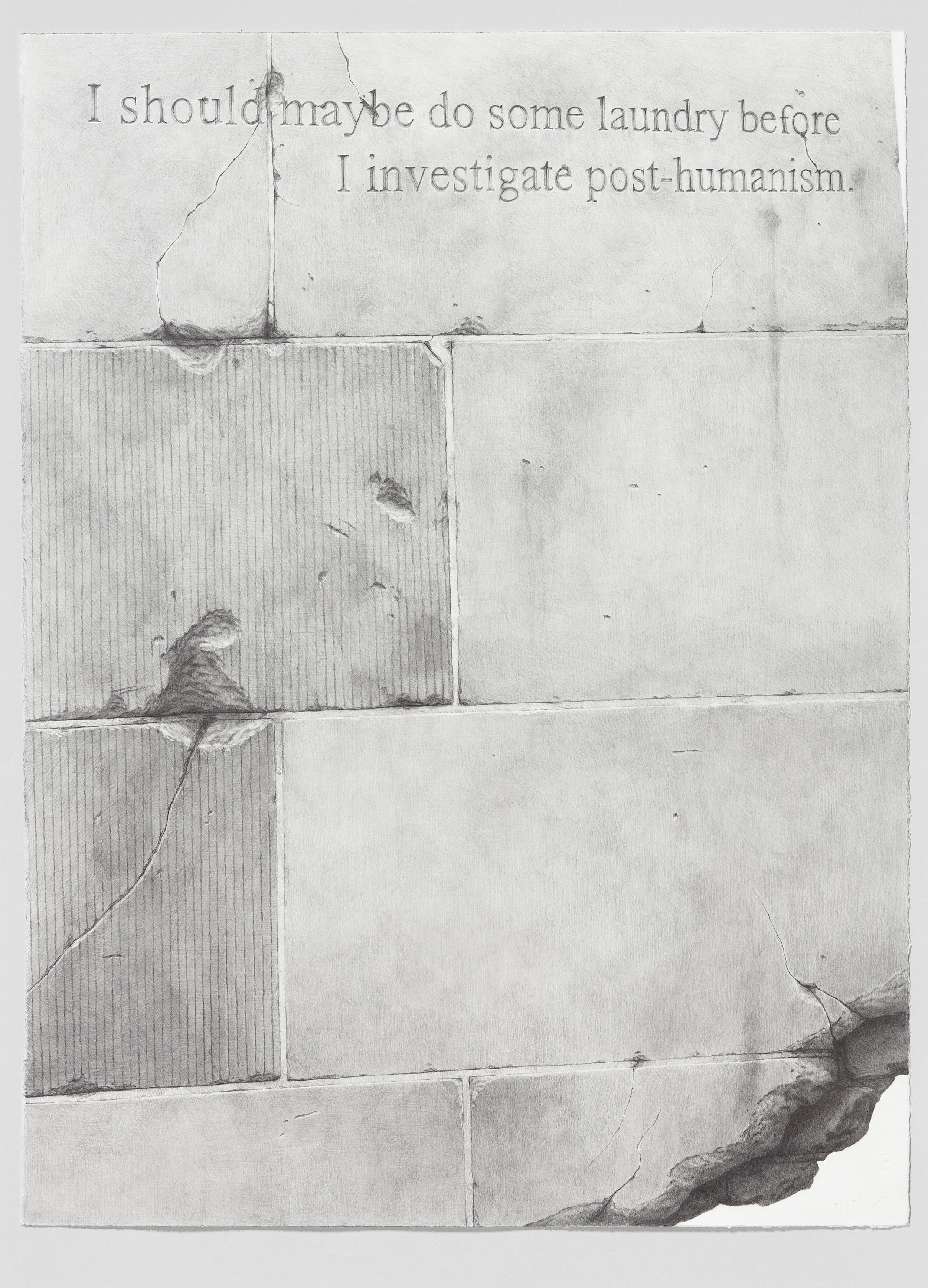  “post-human (faith)” graphite on paper, 56 x 76 cm, 2011. 