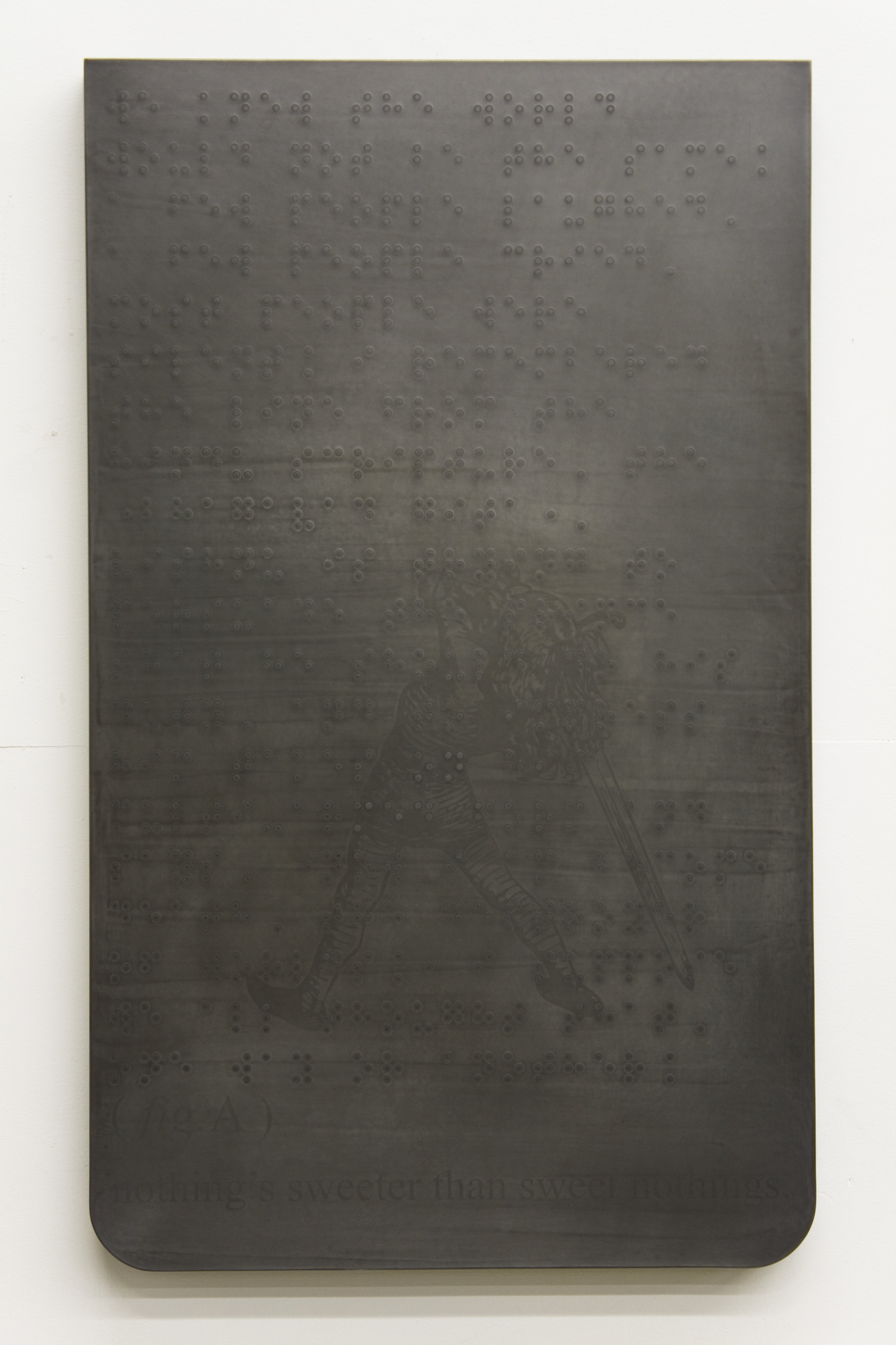  “portrait (lacuna)” graphite and gesso on muslin, 62 x 102 x 5 cm, 2013. 
