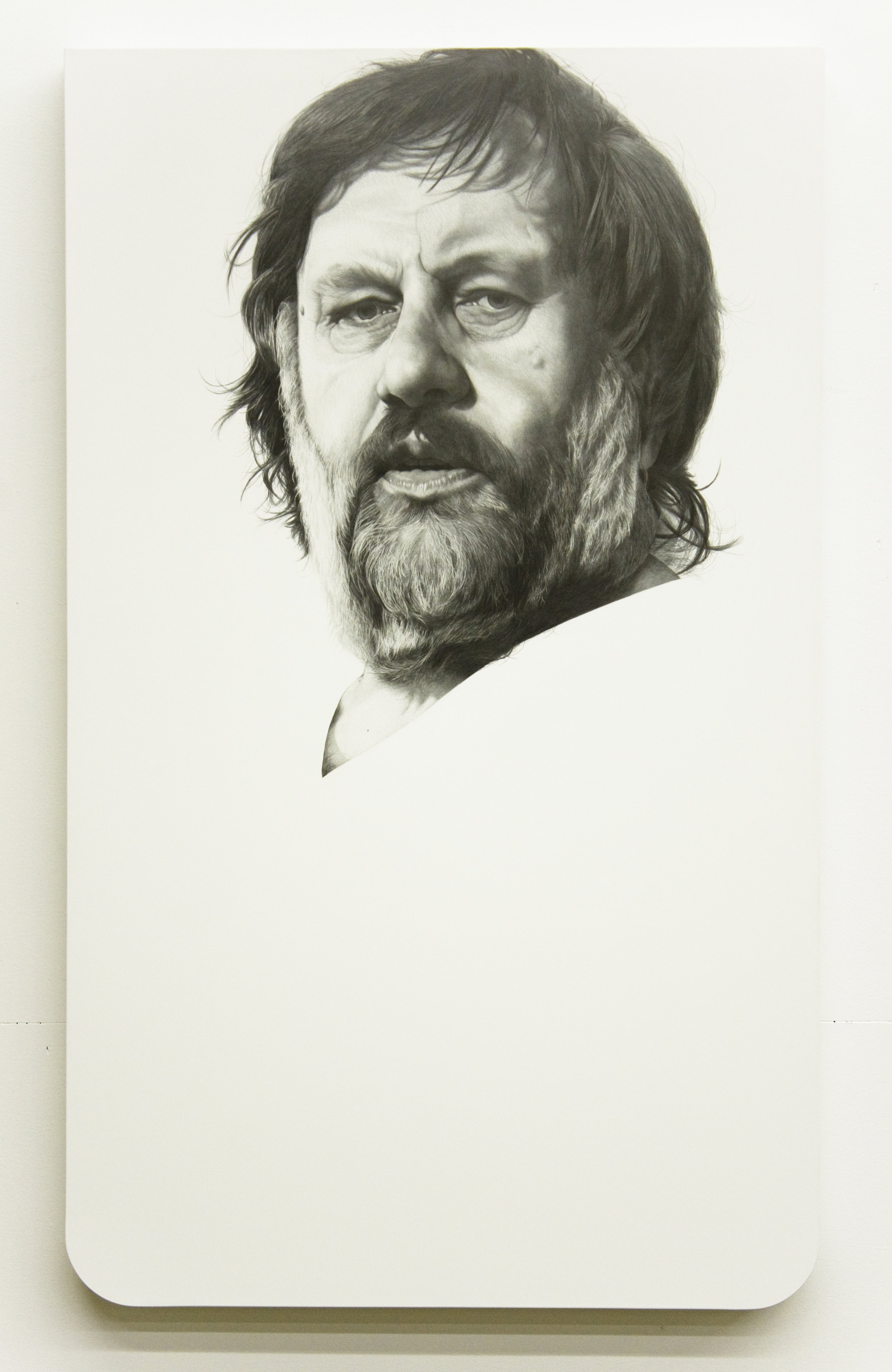  “portrait (Slavoj Žižek)” graphite and gesso on muslin, 62 x 102 x 5 cm, 2012. 