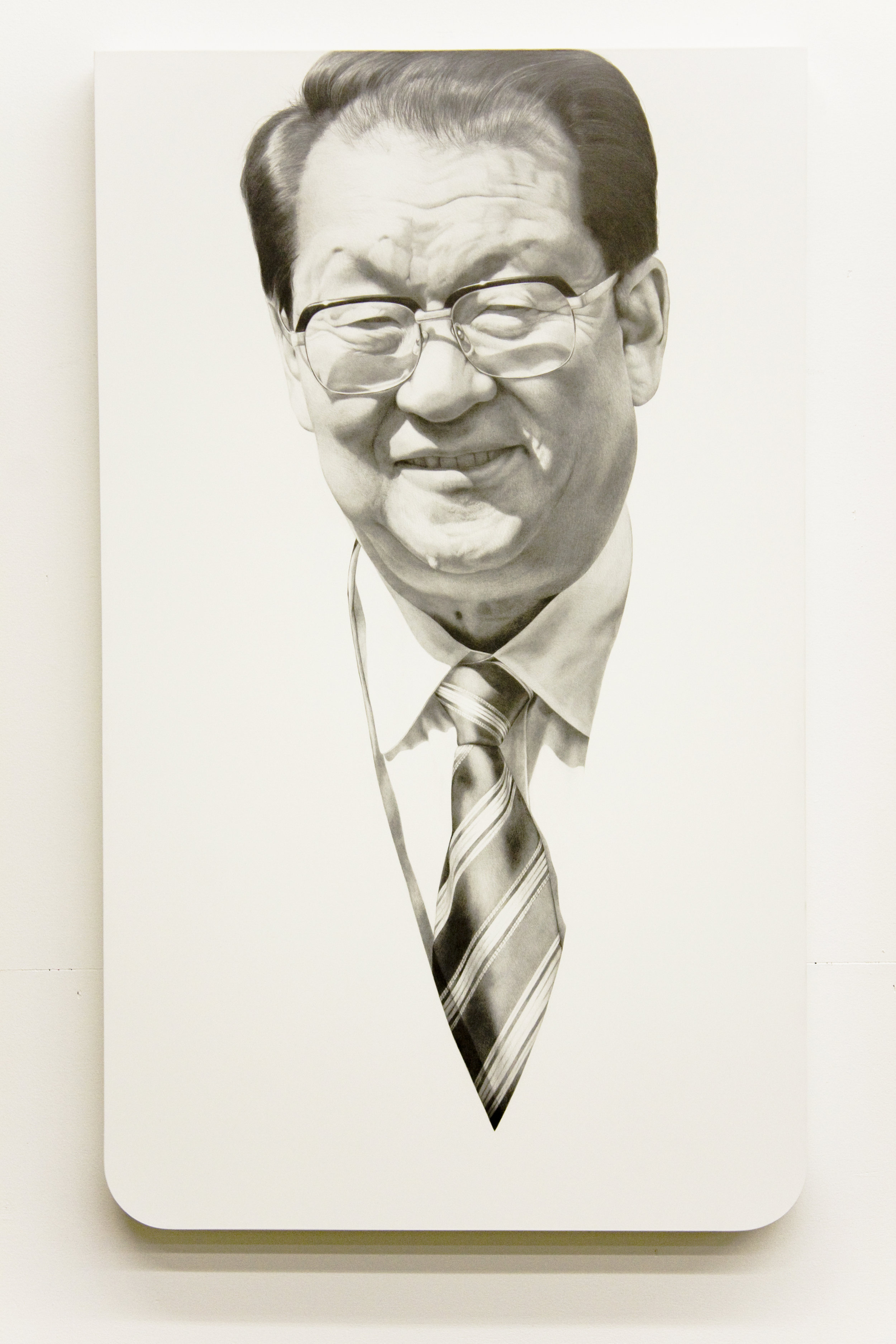  “portrait (Li Changchun)” graphite and gesso on muslin, 62 x 102 x 5 cm, 2012. 