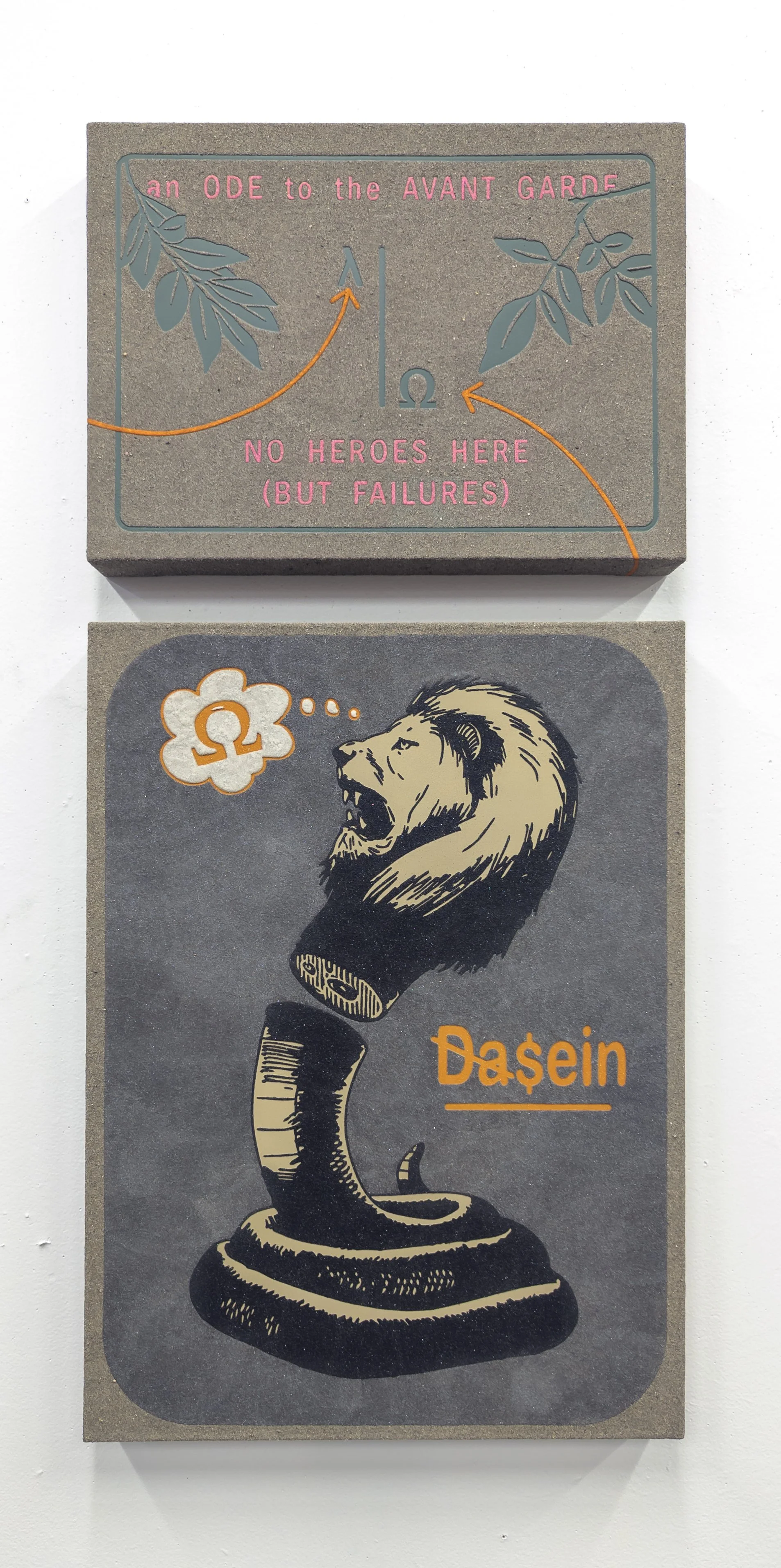  “non-aligned (Demiurge)” Acrylic, sand on canvas. Approx. 48” x 22” x 2.75”. 2025. 
