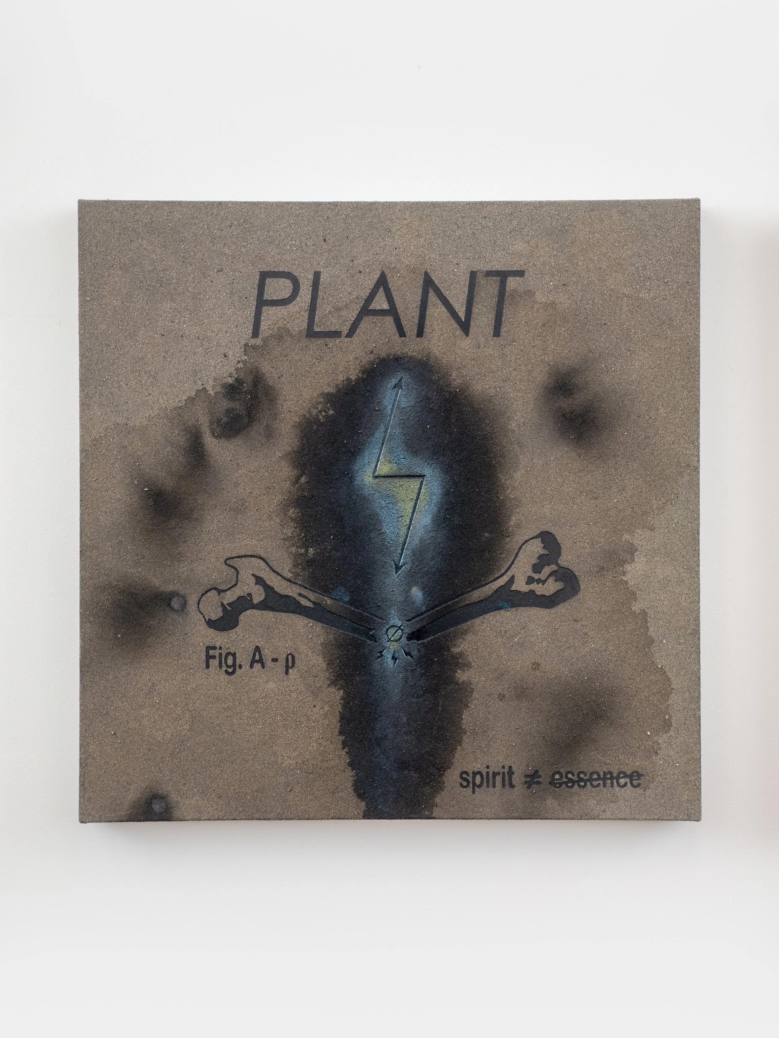  “non-aligned (Figaro’s degradation)” acrylic, sand, ink, pigment, varnish on canvas. 30” x 30” x 2.75”. 2025. 
