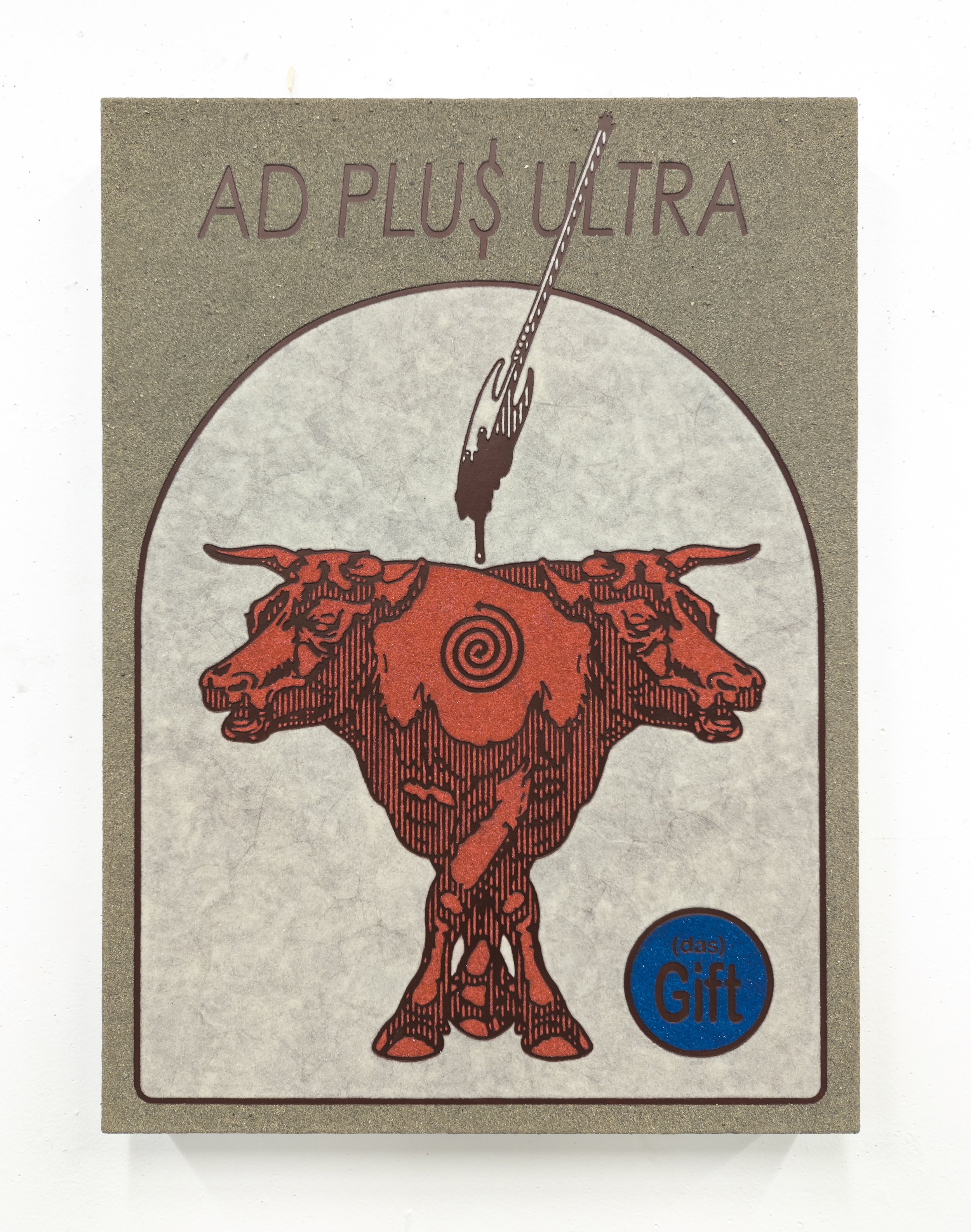  “non-aligned (toxic labors)” acrylic and sand on canvas. 22” x 30” x 2.75”. 2026. 