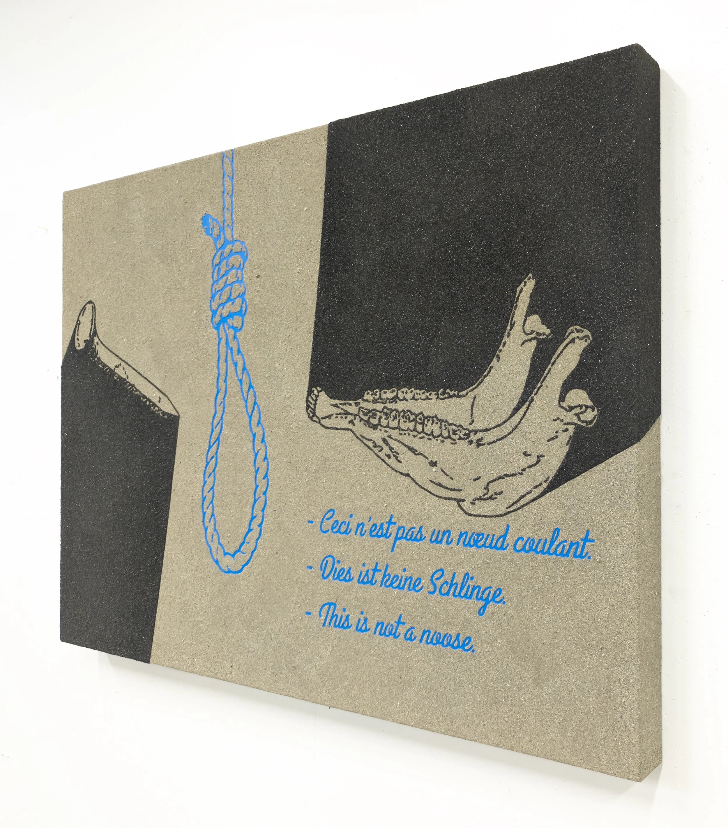  “non-aligned (conditionality)” acrylic and sand on canvas. 30” x 42” x 2.75”. 2026. 