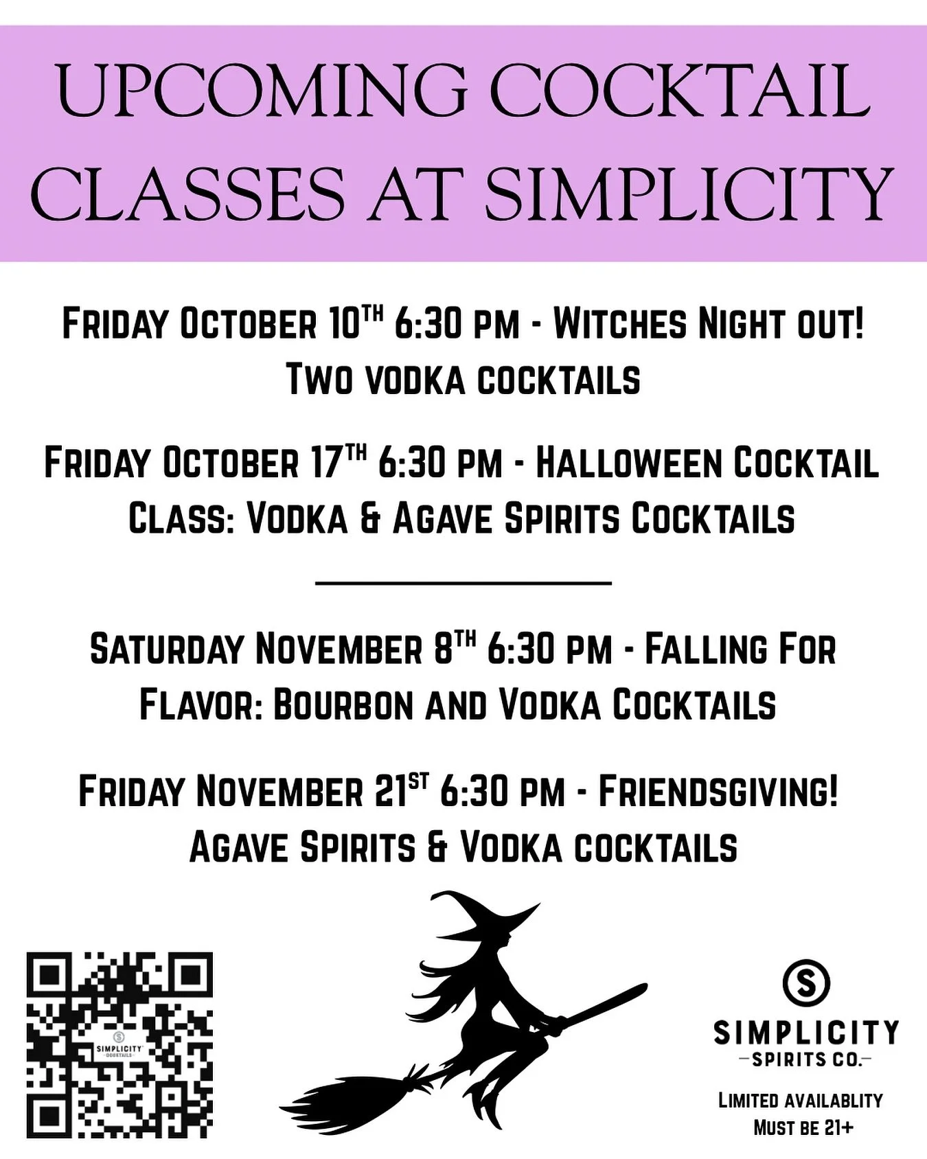 The holiday months are here and we&rsquo;ve got an incredible line up of classes! (We&rsquo;ve even got our December classes up, but you&rsquo;ll have to check the website for those 😉)