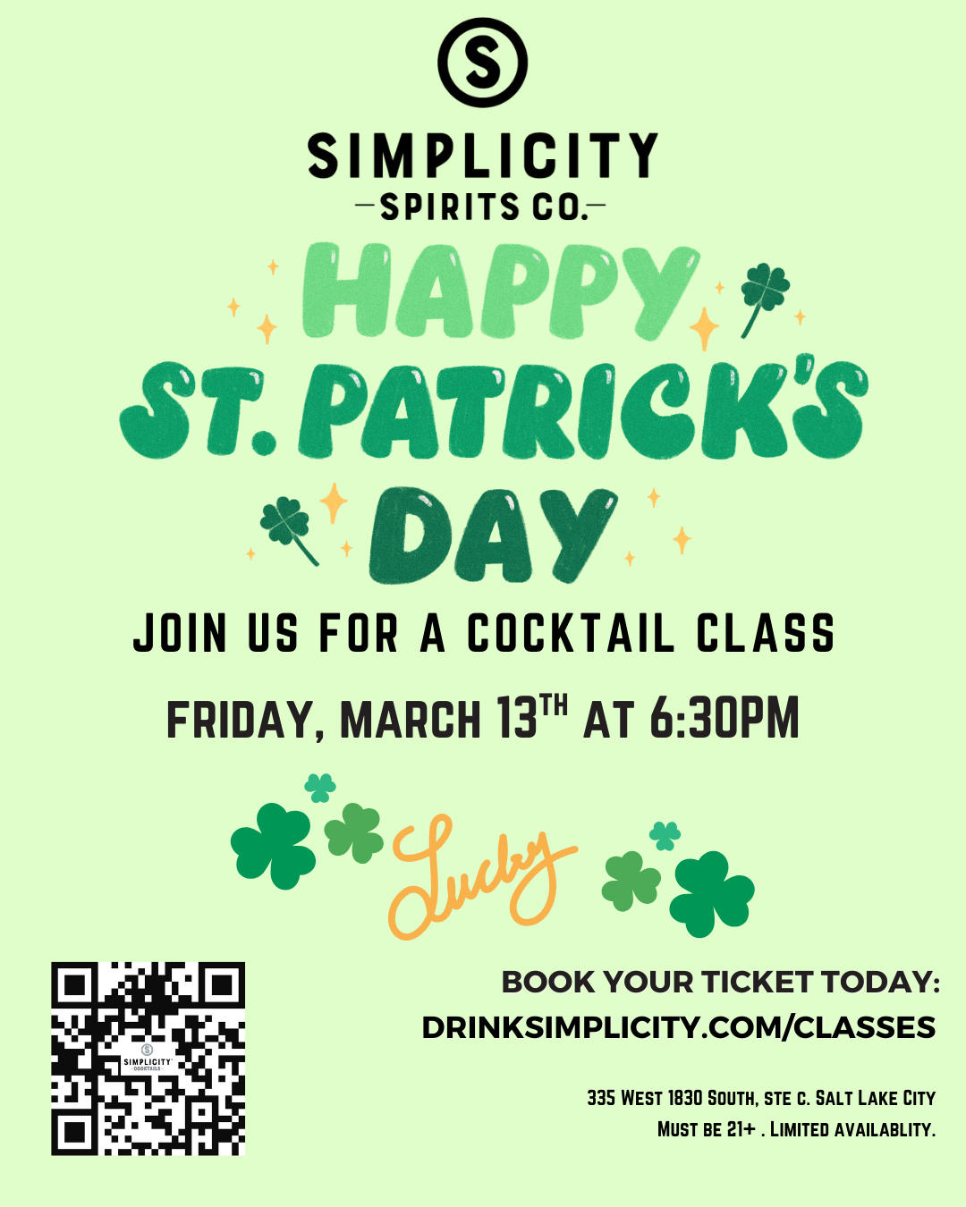 St. Patrick's Cocktail Class Crafting!